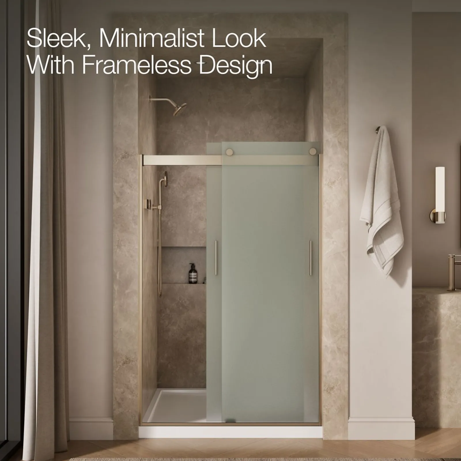 43-5/8"-47-5/8" W x 74" H bypass shower door with 1/4"-thick Frosted glass^Kohler Clearance