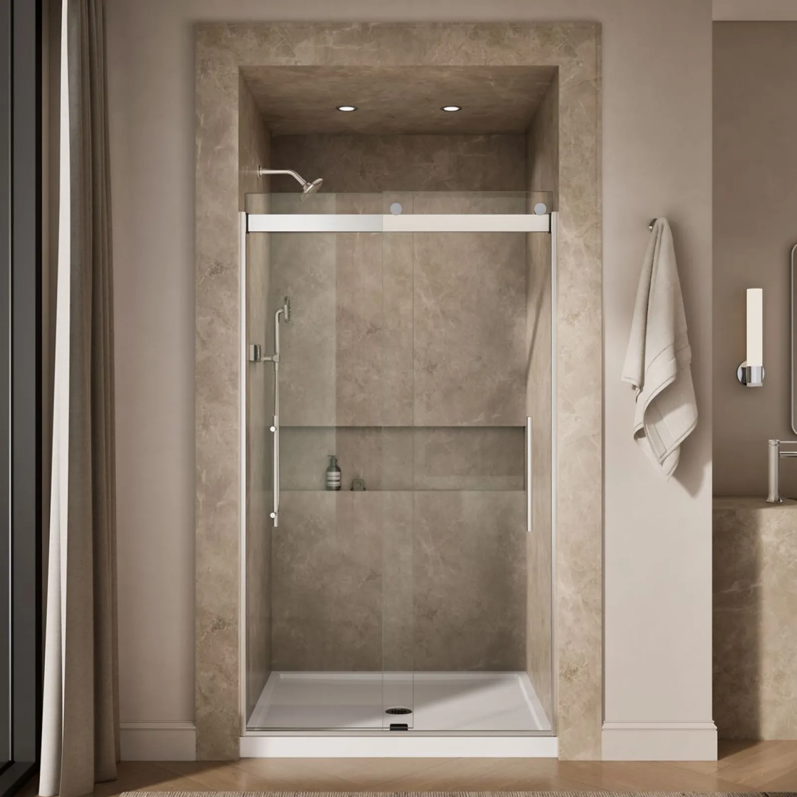 44-5/8"-47-5/8" W x 81.61" H bypass shower door with 3/8"-thick Crystal Clear glass^Kohler Clearance