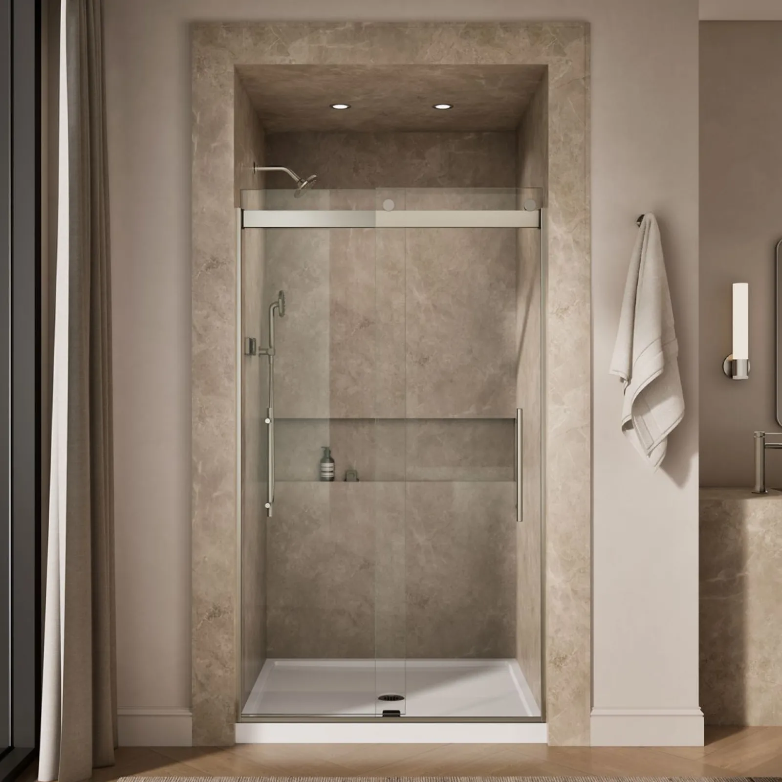 44-5/8"-47-5/8" W x 81.61" H bypass shower door with 3/8"-thick Crystal Clear glass^Kohler Clearance