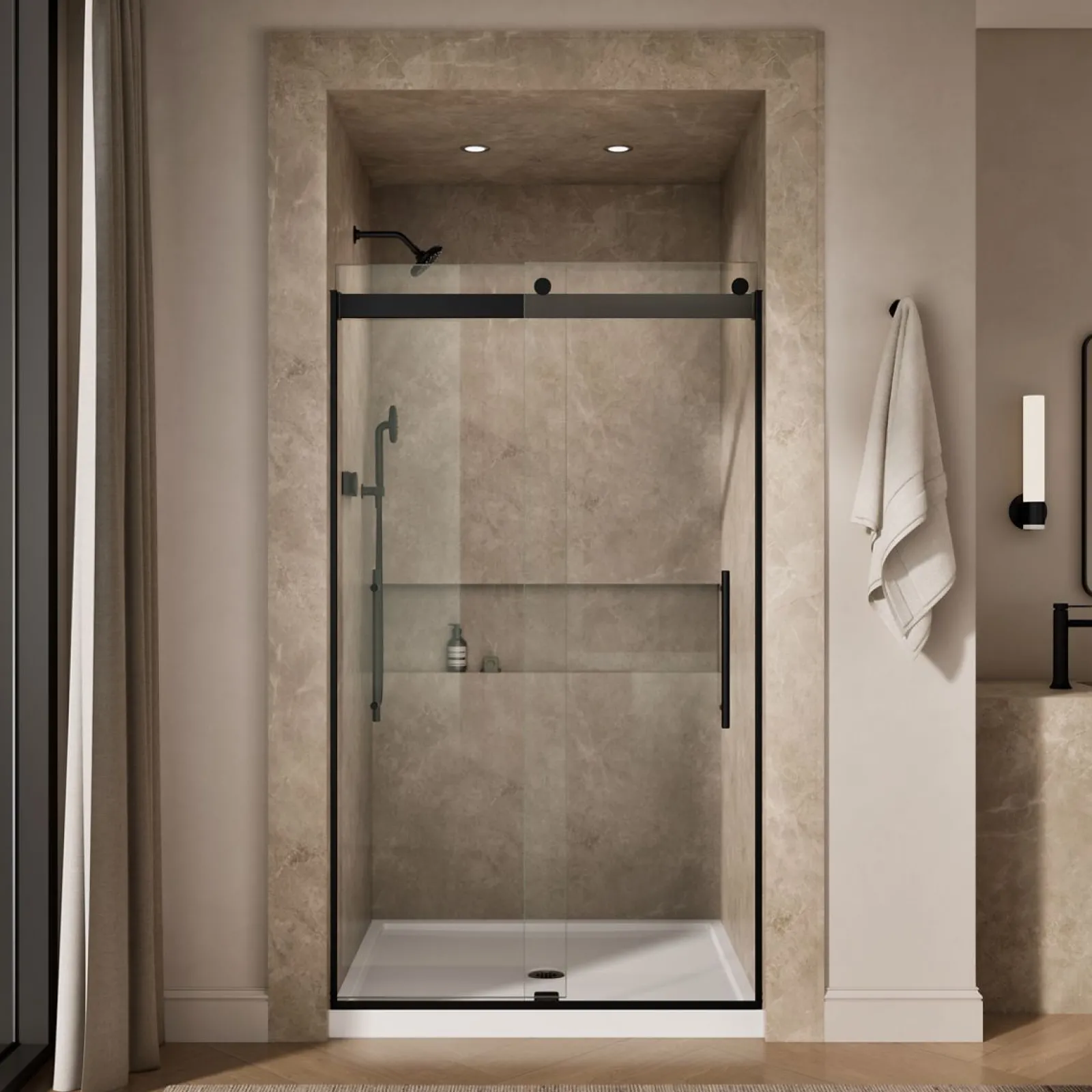44-5/8"-47-5/8" W x 81.61" H bypass shower door with 3/8"-thick Crystal Clear glass^Kohler Clearance