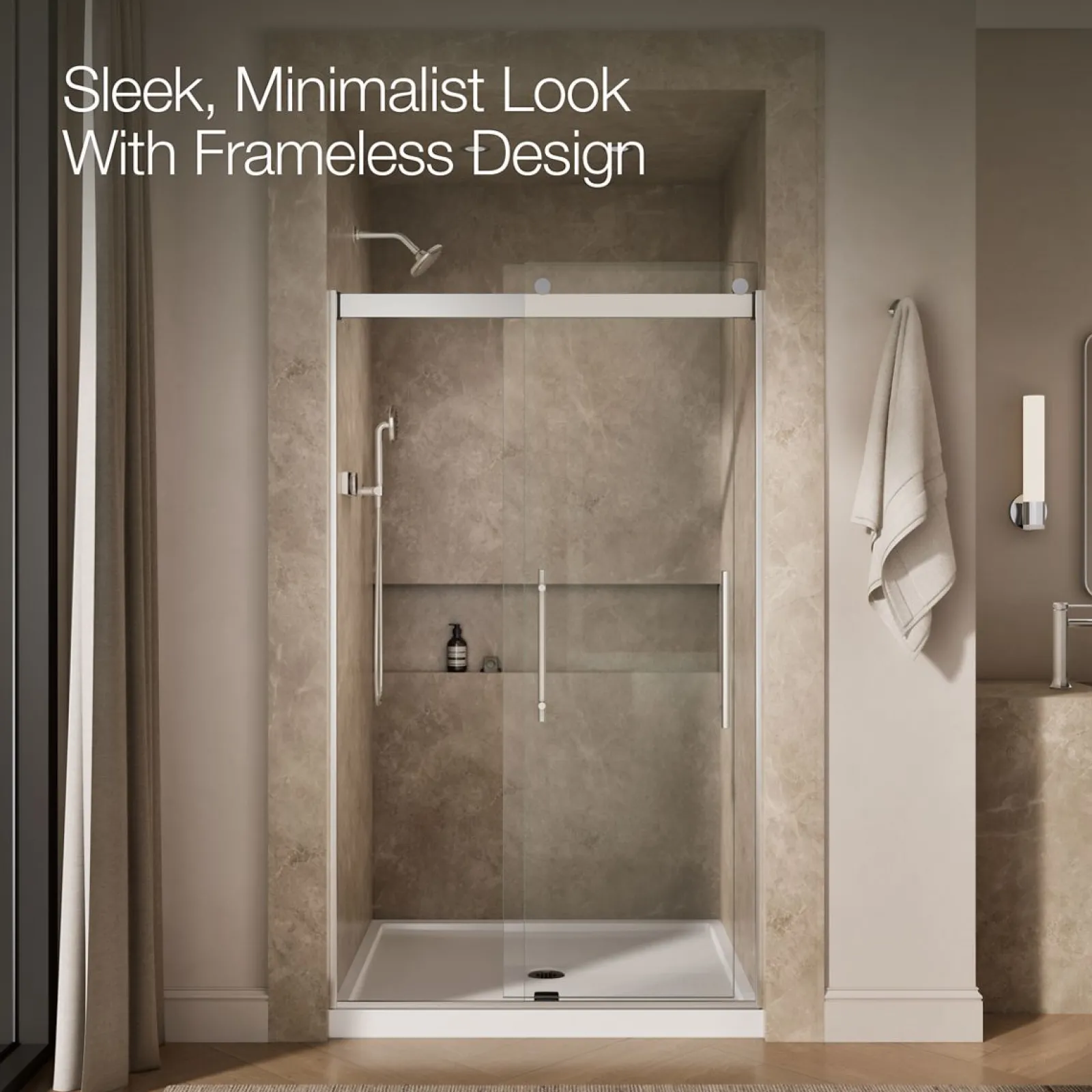 44-5/8"-47-5/8" W x 81.61" H bypass shower door with 3/8"-thick Crystal Clear glass^Kohler Clearance