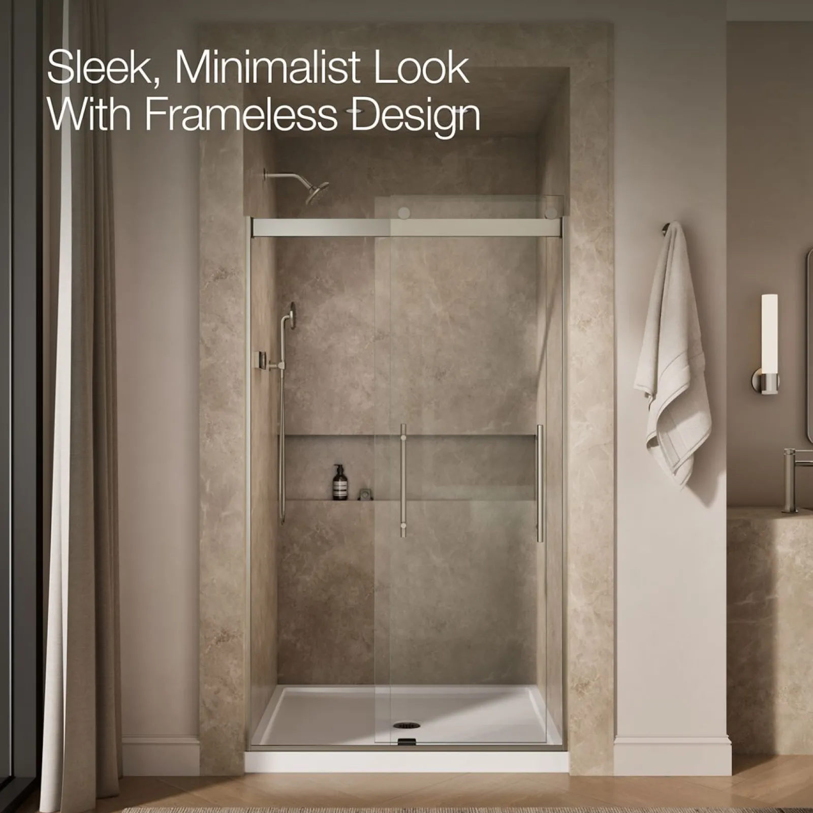 44-5/8"-47-5/8" W x 81.61" H bypass shower door with 3/8"-thick Crystal Clear glass^Kohler Clearance