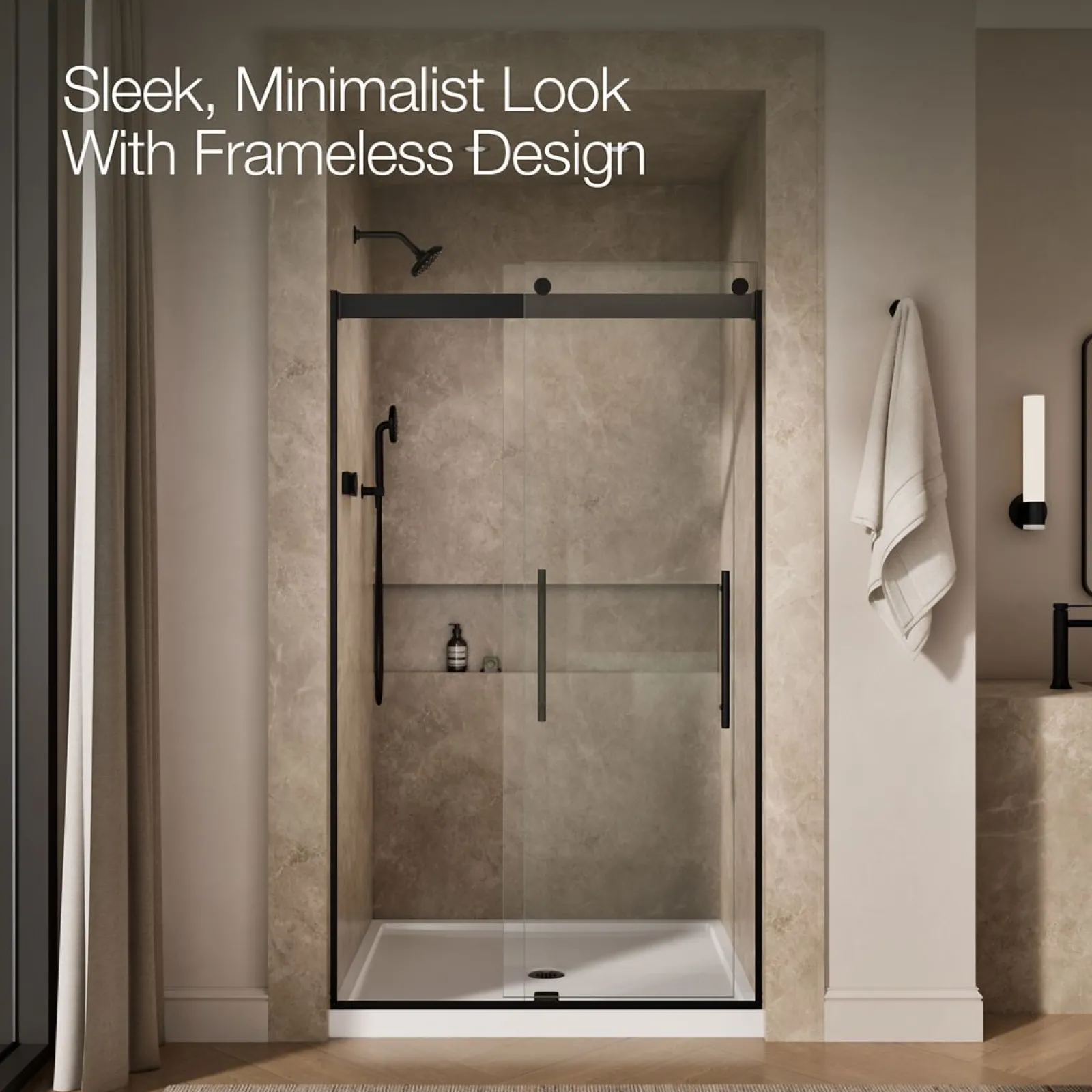 44-5/8"-47-5/8" W x 81.61" H bypass shower door with 3/8"-thick Crystal Clear glass^Kohler Clearance