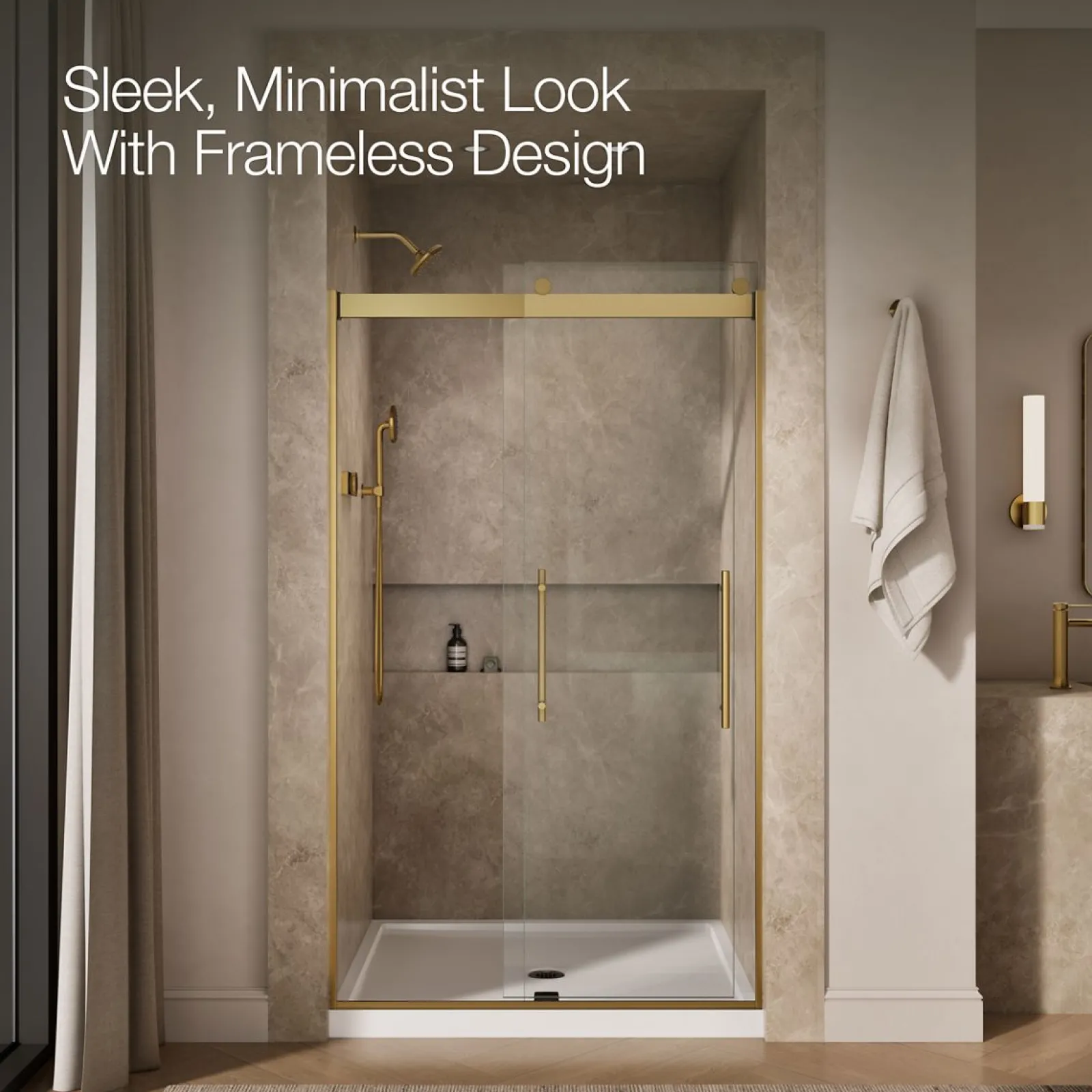 44-5/8"-47-5/8" W x 81.61" H bypass shower door with 3/8"-thick Crystal Clear glass^Kohler Clearance