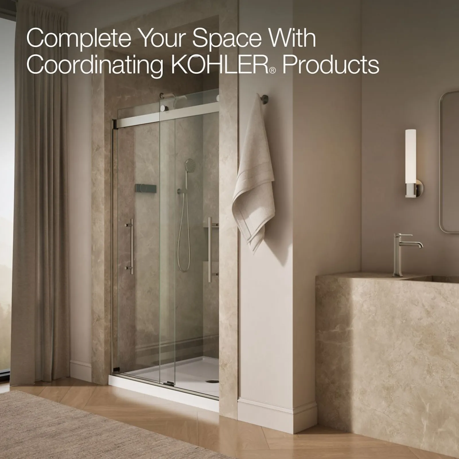 44-5/8"-47-5/8" W x 81.61" H bypass shower door with 3/8"-thick Crystal Clear glass^Kohler Clearance
