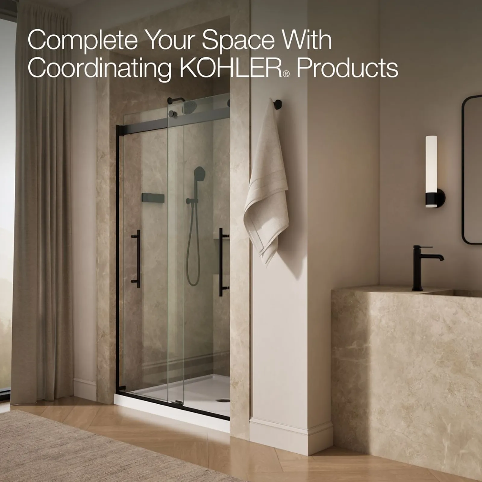 44-5/8"-47-5/8" W x 81.61" H bypass shower door with 3/8"-thick Crystal Clear glass^Kohler Clearance