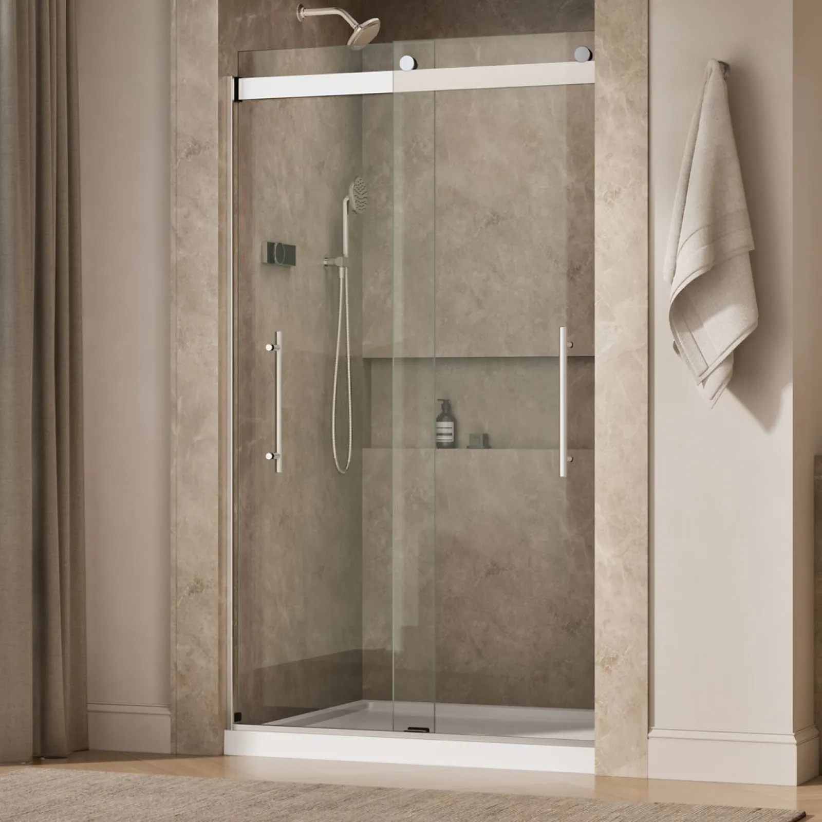 44-5/8"-47-5/8" W x 81.61" H bypass shower door with 3/8"-thick Crystal Clear glass^Kohler Clearance