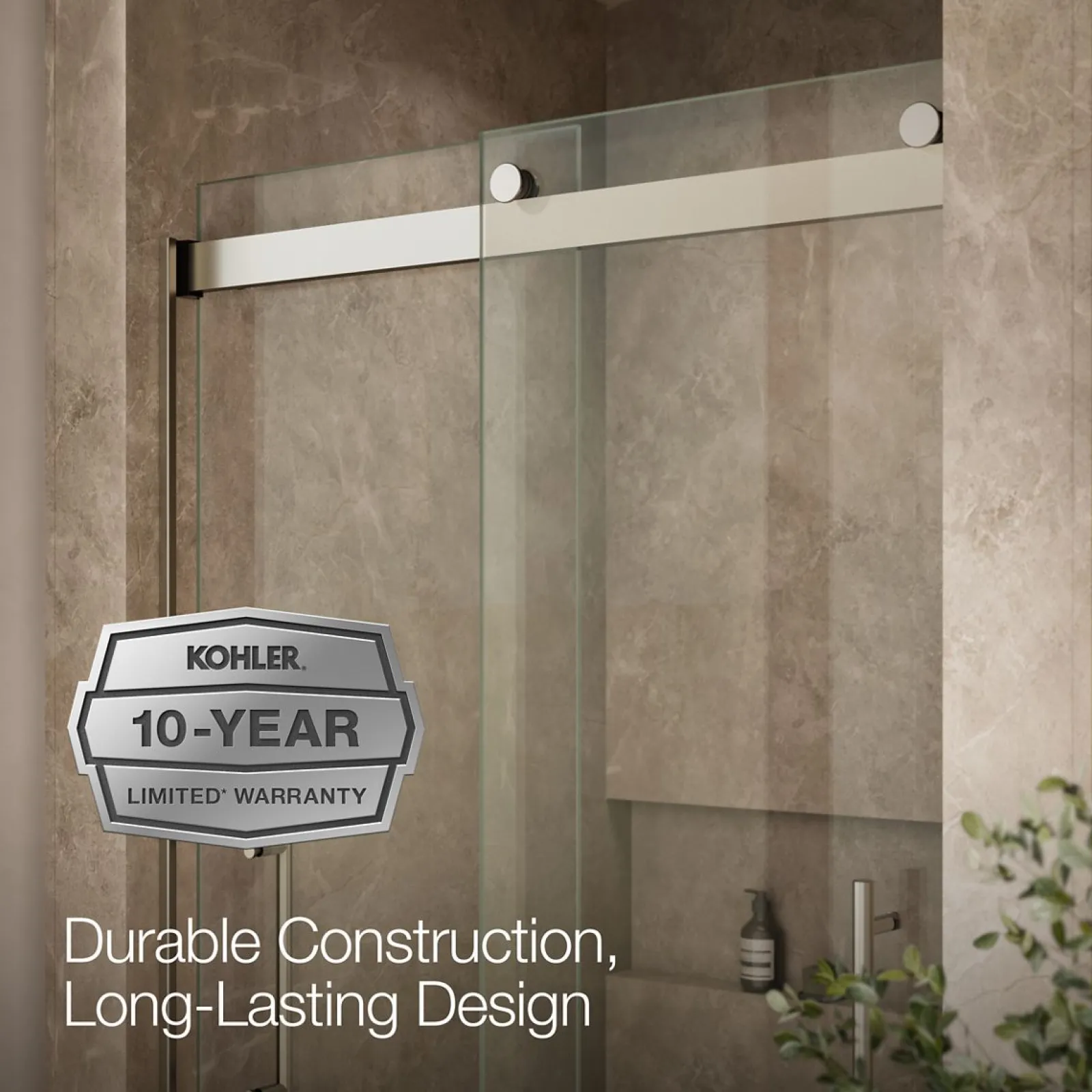 44-5/8"-47-5/8" W x 81.61" H bypass shower door with 3/8"-thick Crystal Clear glass^Kohler Clearance