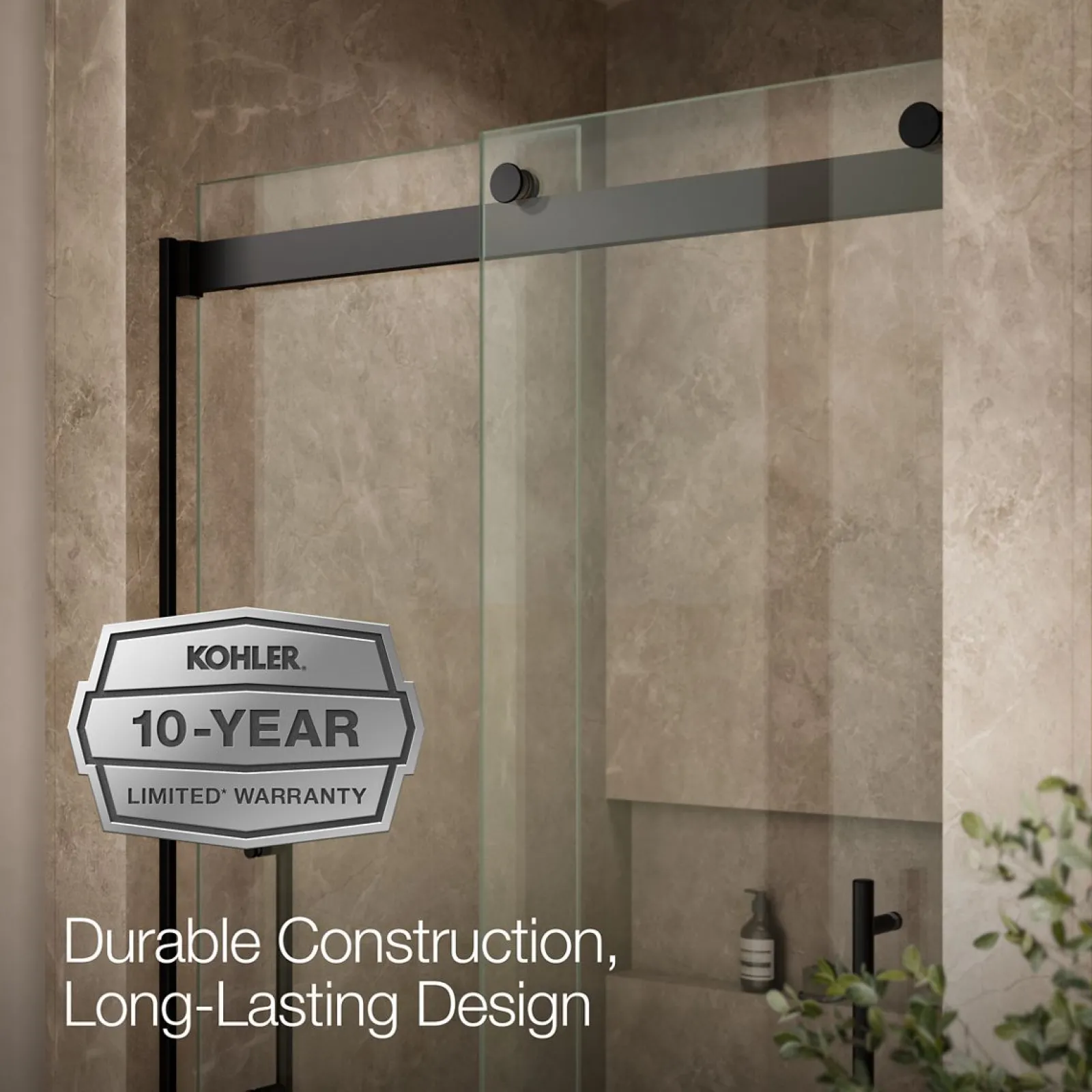 44-5/8"-47-5/8" W x 81.61" H bypass shower door with 3/8"-thick Crystal Clear glass^Kohler Clearance