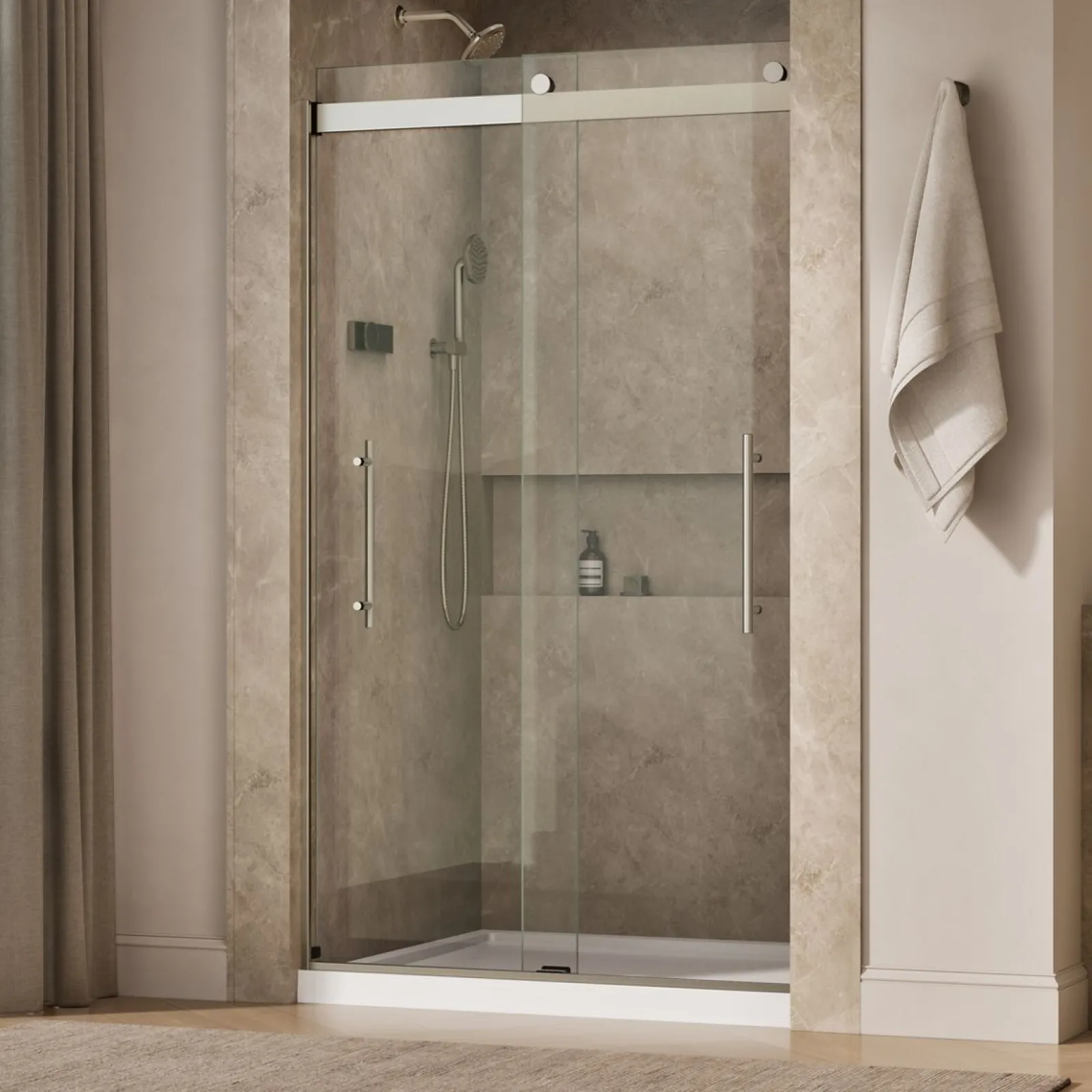 44-5/8"-47-5/8" W x 81.61" H bypass shower door with 3/8"-thick Crystal Clear glass^Kohler Clearance