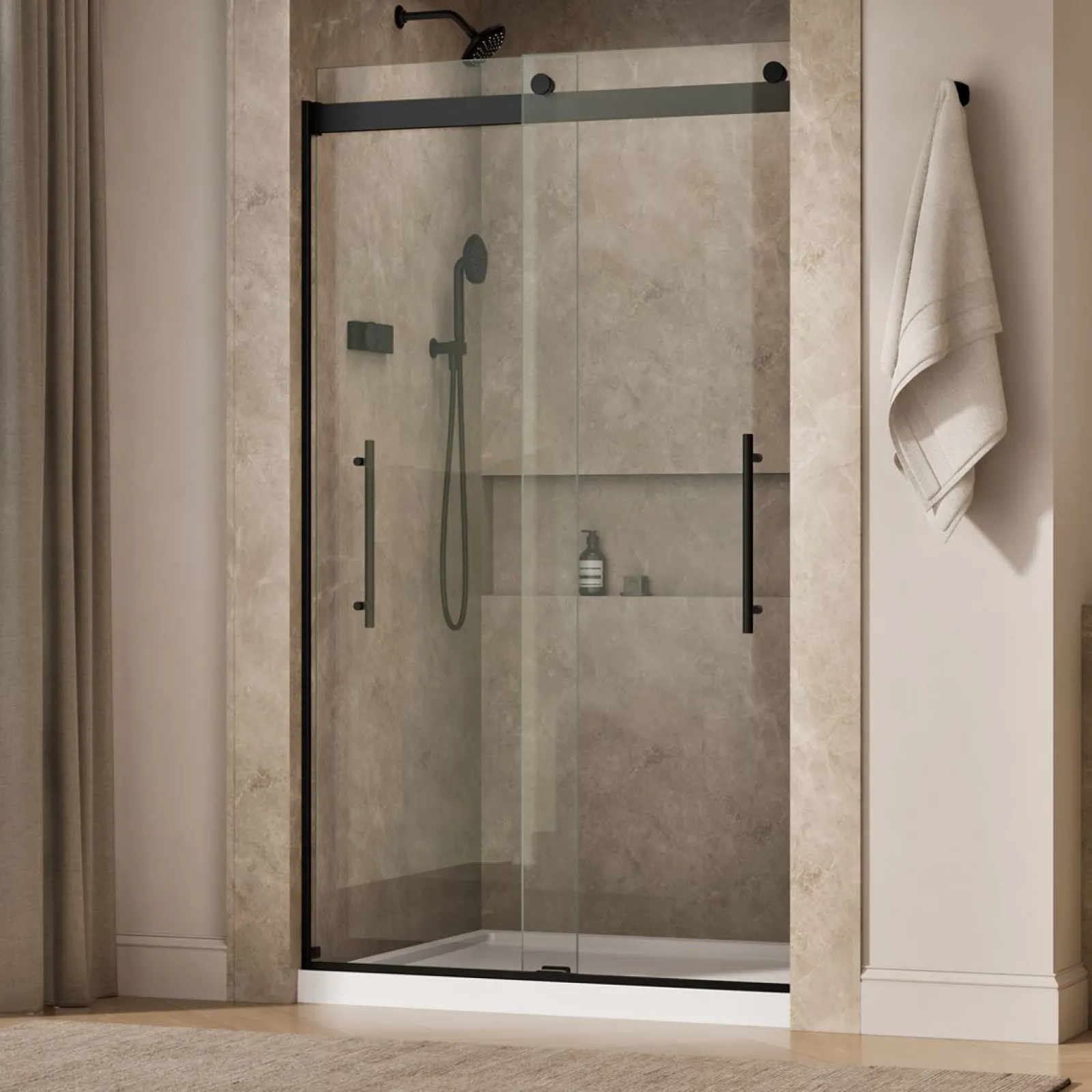 44-5/8"-47-5/8" W x 81.61" H bypass shower door with 3/8"-thick Crystal Clear glass^Kohler Clearance