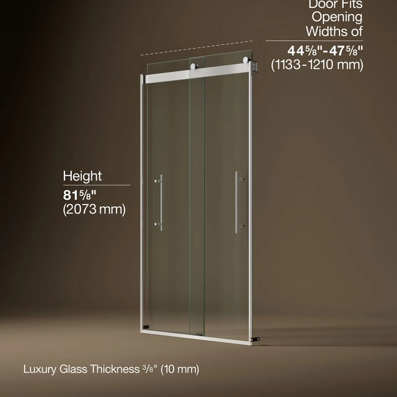44-5/8"-47-5/8" W x 81.61" H bypass shower door with 3/8"-thick Crystal Clear glass^Kohler Clearance