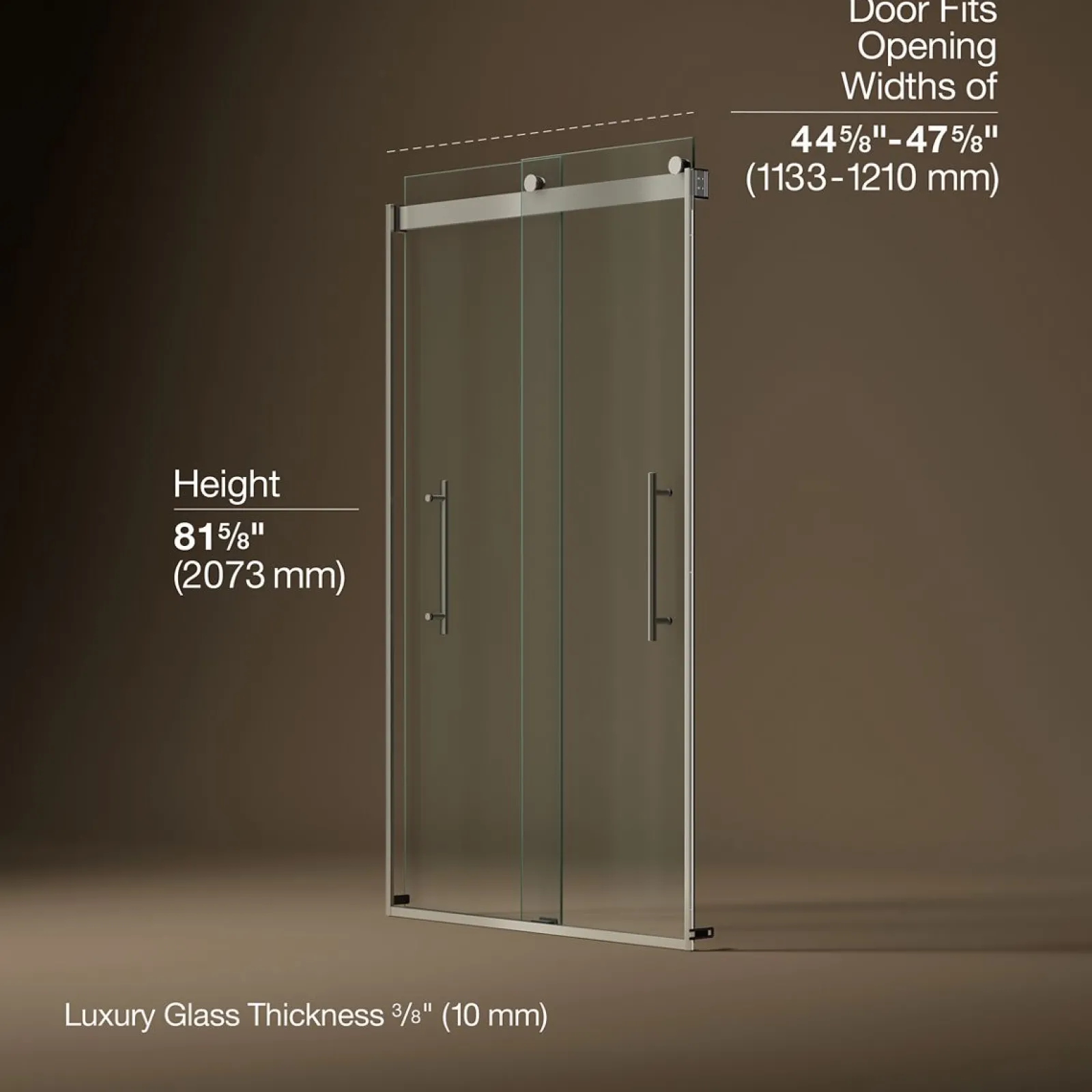 44-5/8"-47-5/8" W x 81.61" H bypass shower door with 3/8"-thick Crystal Clear glass^Kohler Clearance