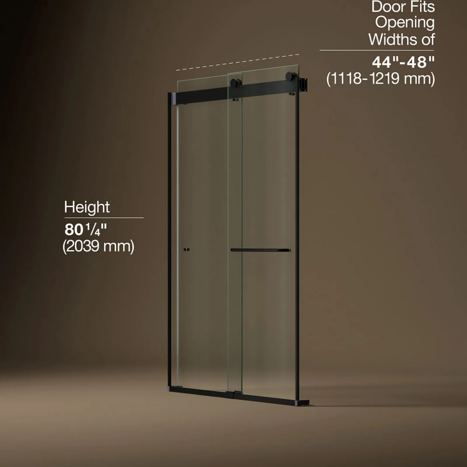 44"-48" W x 80-1/4" H bypass shower door with 3/8"-thick Crystal Clear glass^Kohler