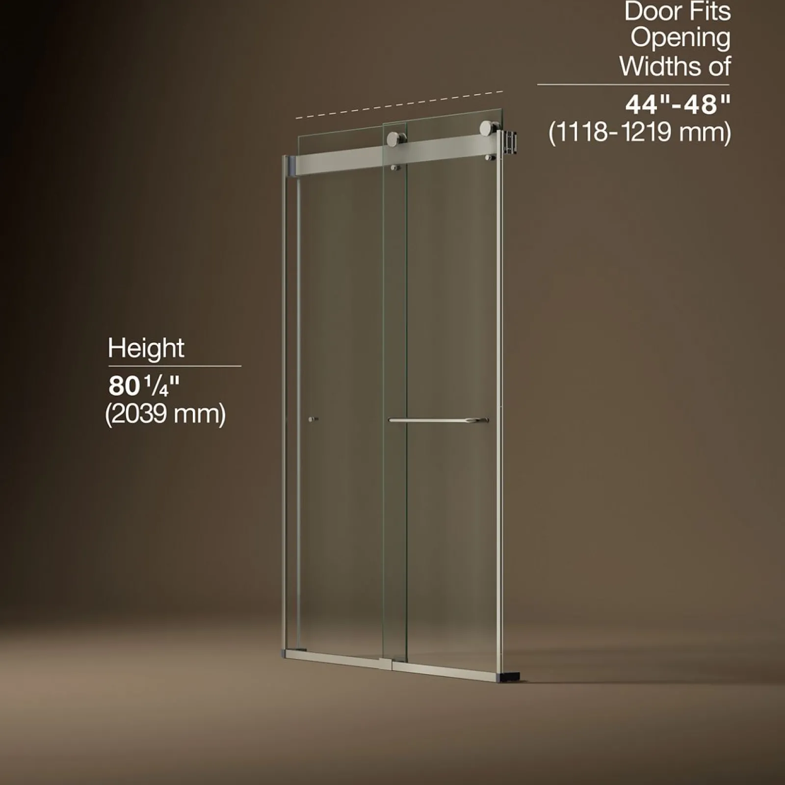 44"-48" W x 80-1/4" H bypass shower door with 3/8"-thick Crystal Clear glass^Kohler