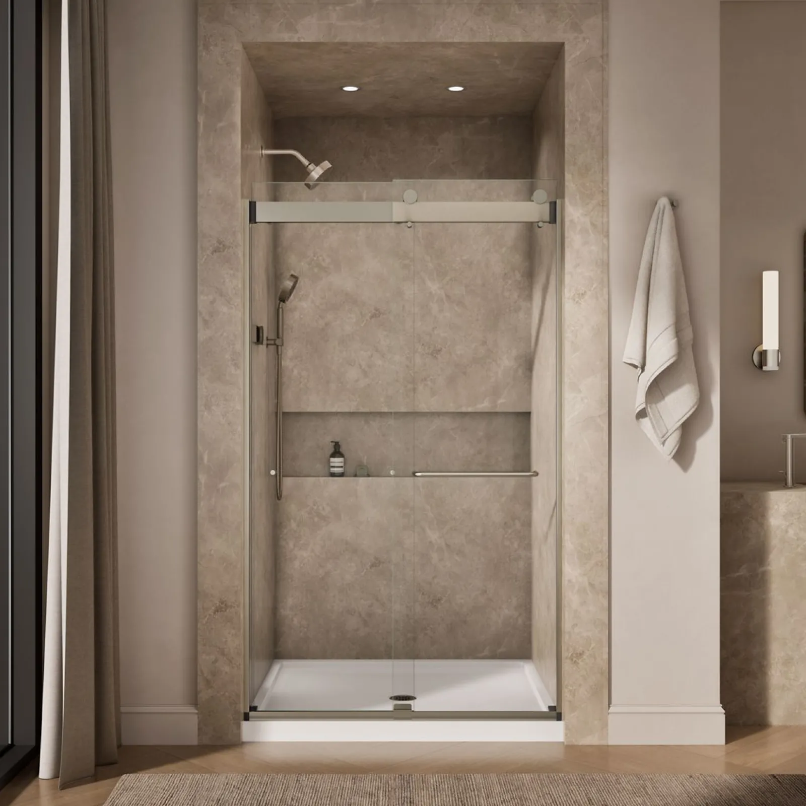 44"-48" W x 80-1/4" H bypass shower door with 3/8"-thick Crystal Clear glass^Kohler