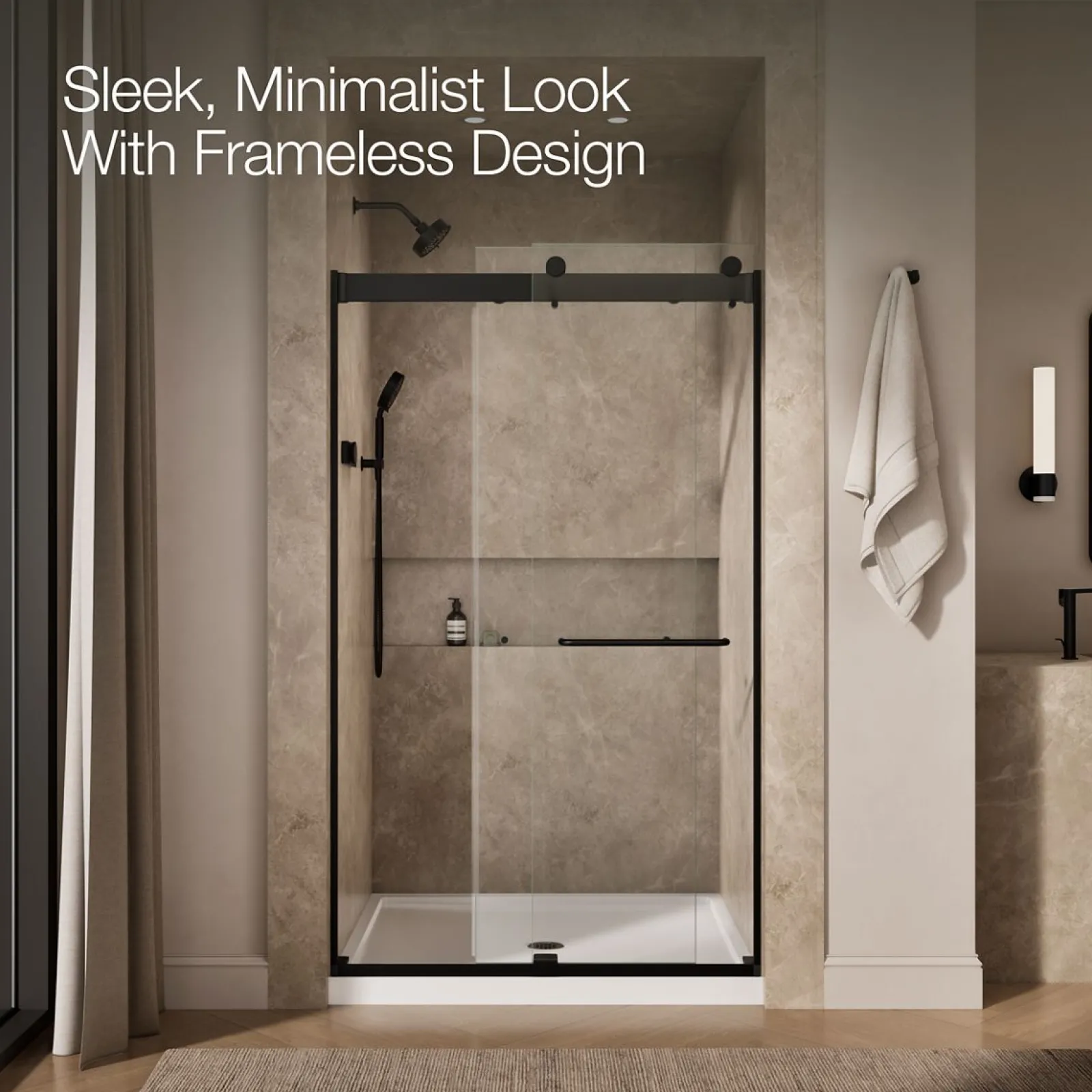 44"-48" W x 80-1/4" H bypass shower door with 3/8"-thick Crystal Clear glass^Kohler