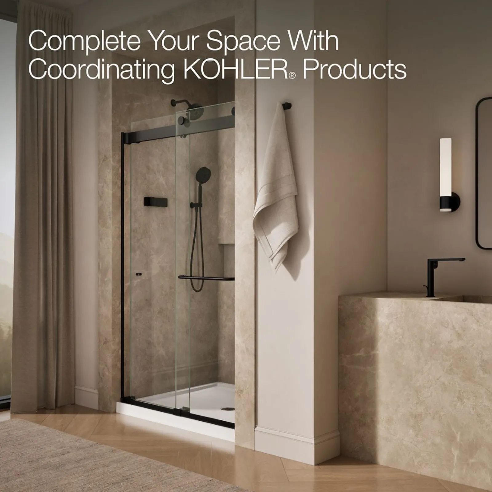44"-48" W x 80-1/4" H bypass shower door with 3/8"-thick Crystal Clear glass^Kohler