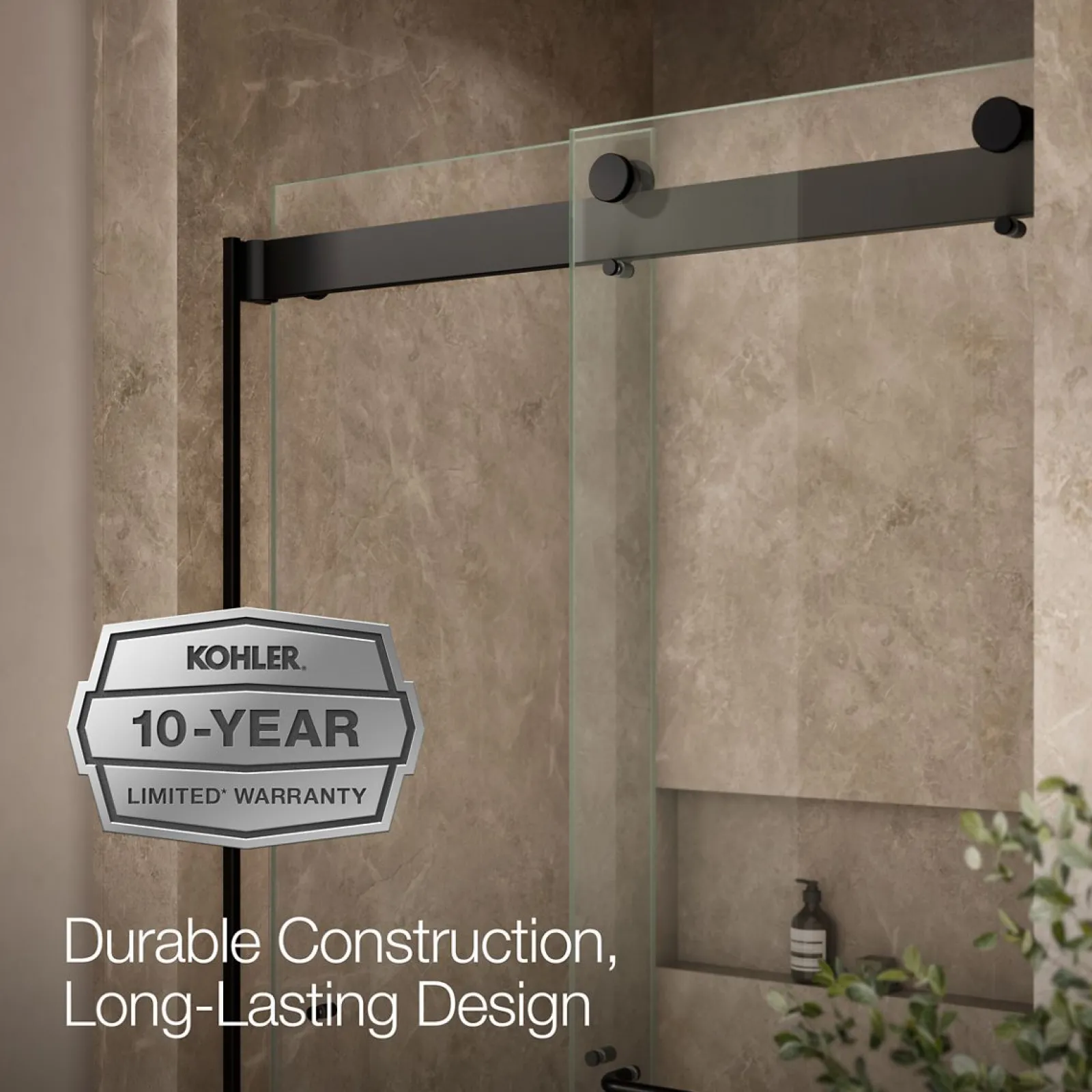 44"-48" W x 80-1/4" H bypass shower door with 3/8"-thick Crystal Clear glass^Kohler