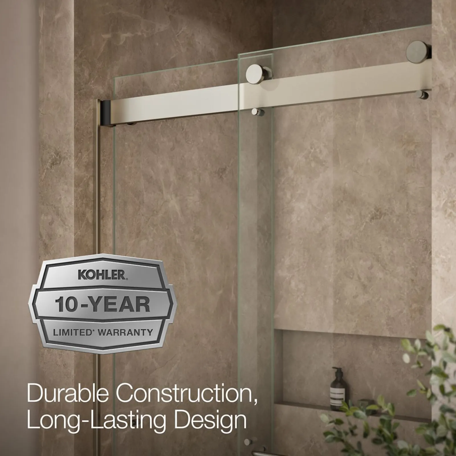 44"-48" W x 80-1/4" H bypass shower door with 3/8"-thick Crystal Clear glass^Kohler