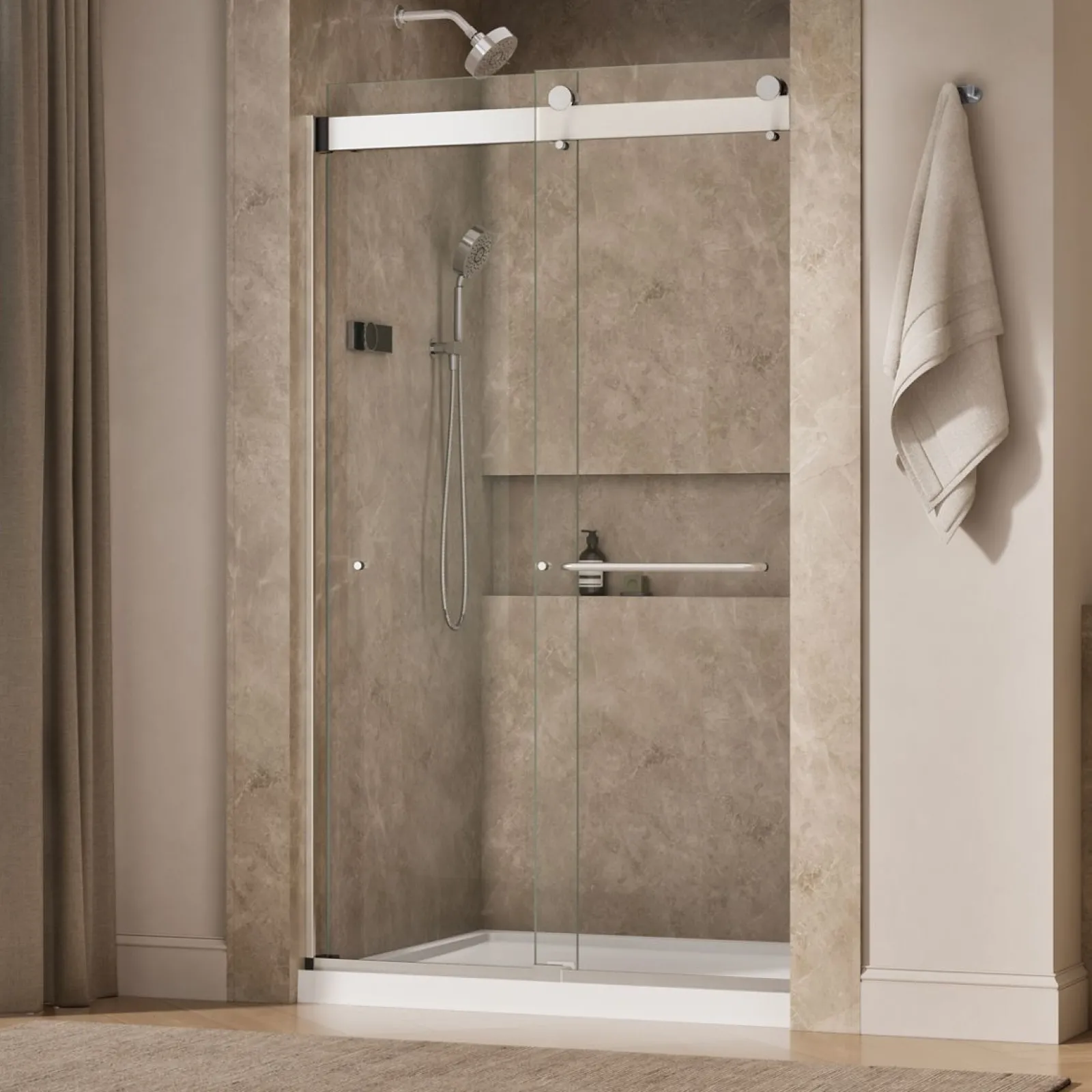 44"-48" W x 80-1/4" H bypass shower door with 3/8"-thick Crystal Clear glass^Kohler