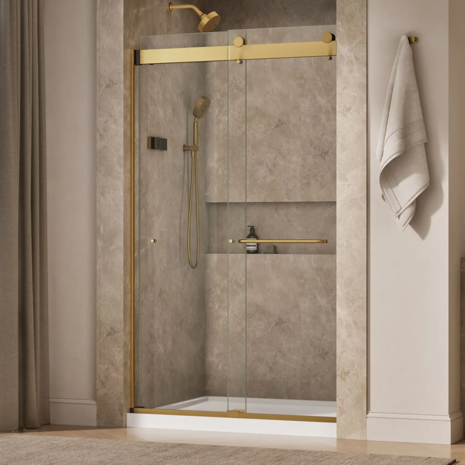 44"-48" W x 80-1/4" H bypass shower door with 3/8"-thick Crystal Clear glass^Kohler