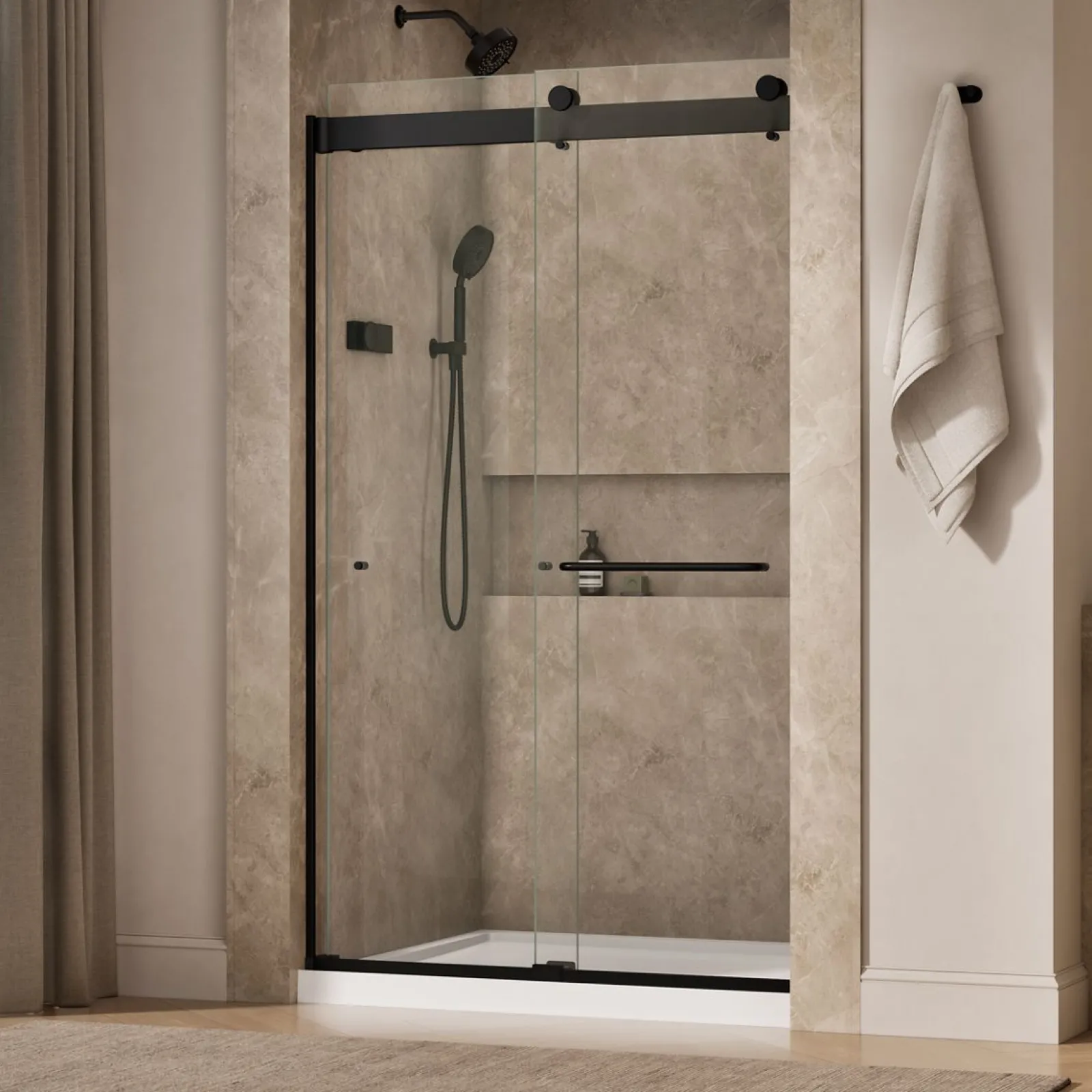 44"-48" W x 80-1/4" H bypass shower door with 3/8"-thick Crystal Clear glass^Kohler