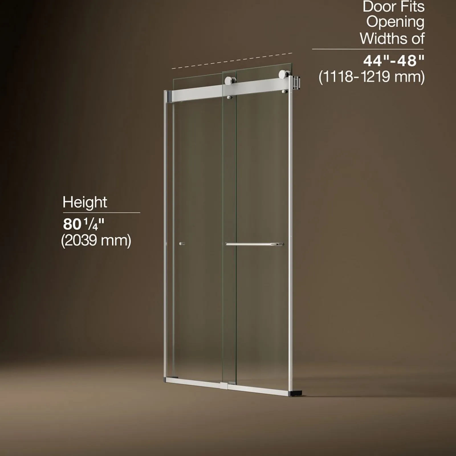 44"-48" W x 80-1/4" H bypass shower door with 3/8"-thick Crystal Clear glass^Kohler