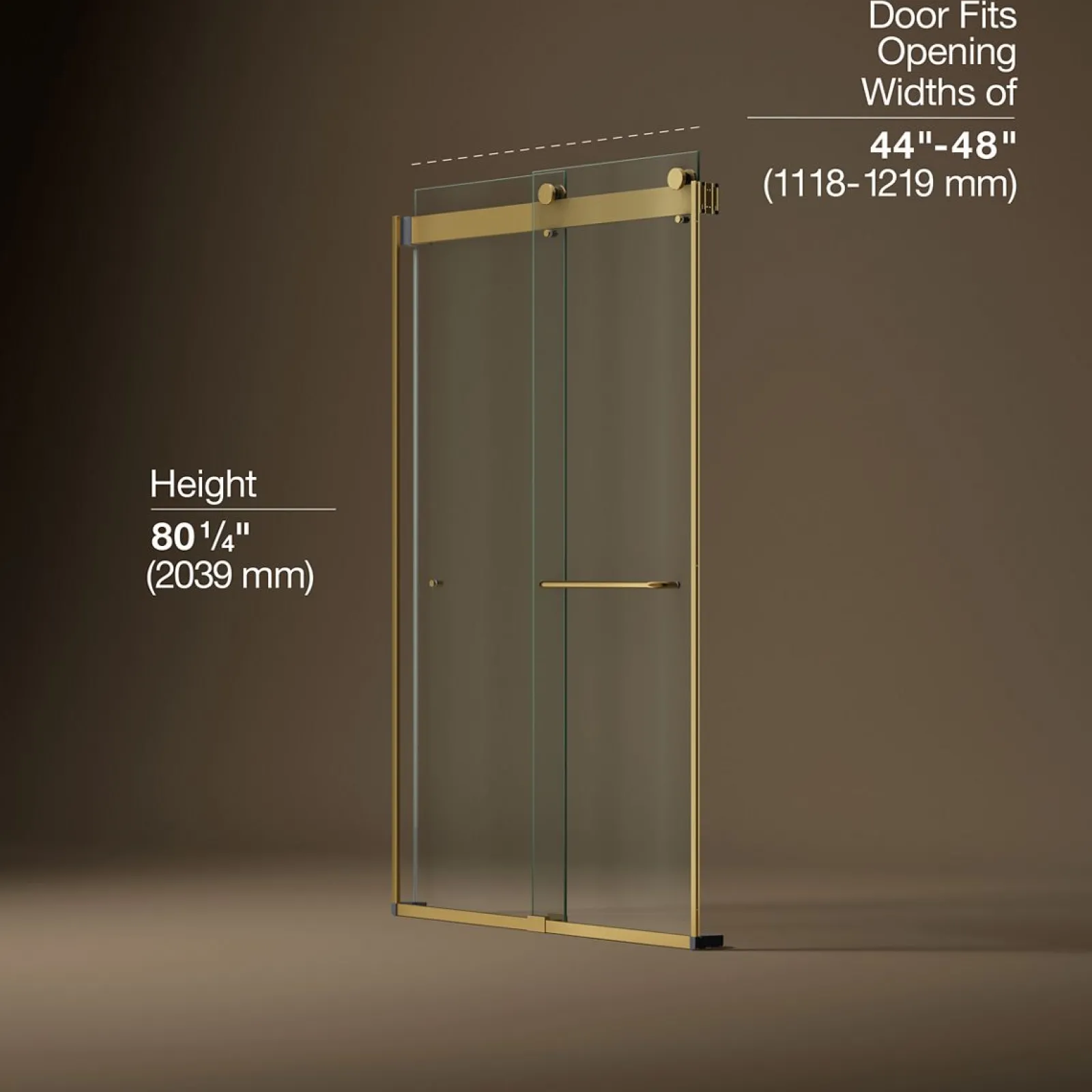 44"-48" W x 80-1/4" H bypass shower door with 3/8"-thick Crystal Clear glass^Kohler