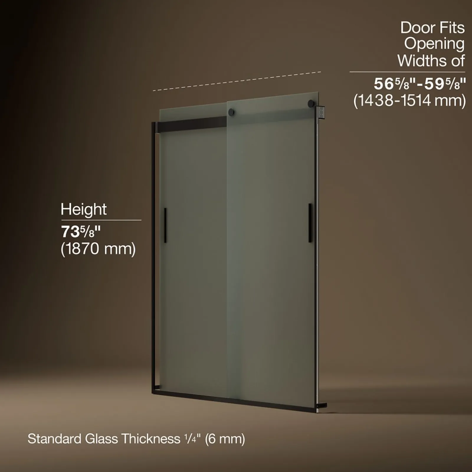 56-5/8"-59-5/8" W x 74" H bypass shower door with 1/4"-thick Frosted glass^Kohler Sale