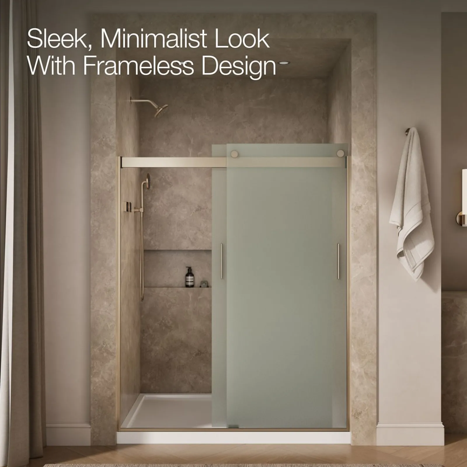 56-5/8"-59-5/8" W x 74" H bypass shower door with 1/4"-thick Frosted glass^Kohler Sale