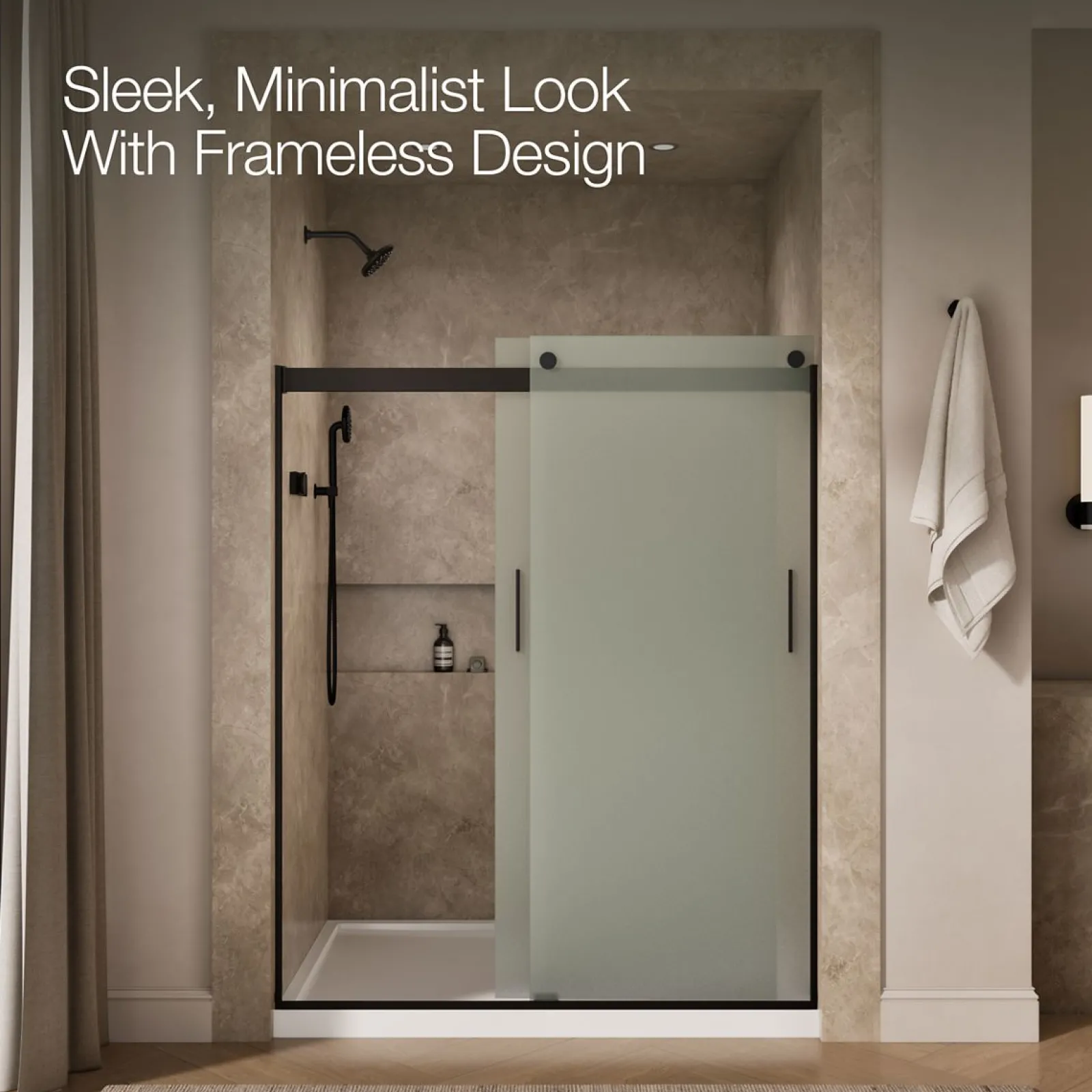 56-5/8"-59-5/8" W x 74" H bypass shower door with 1/4"-thick Frosted glass^Kohler Sale