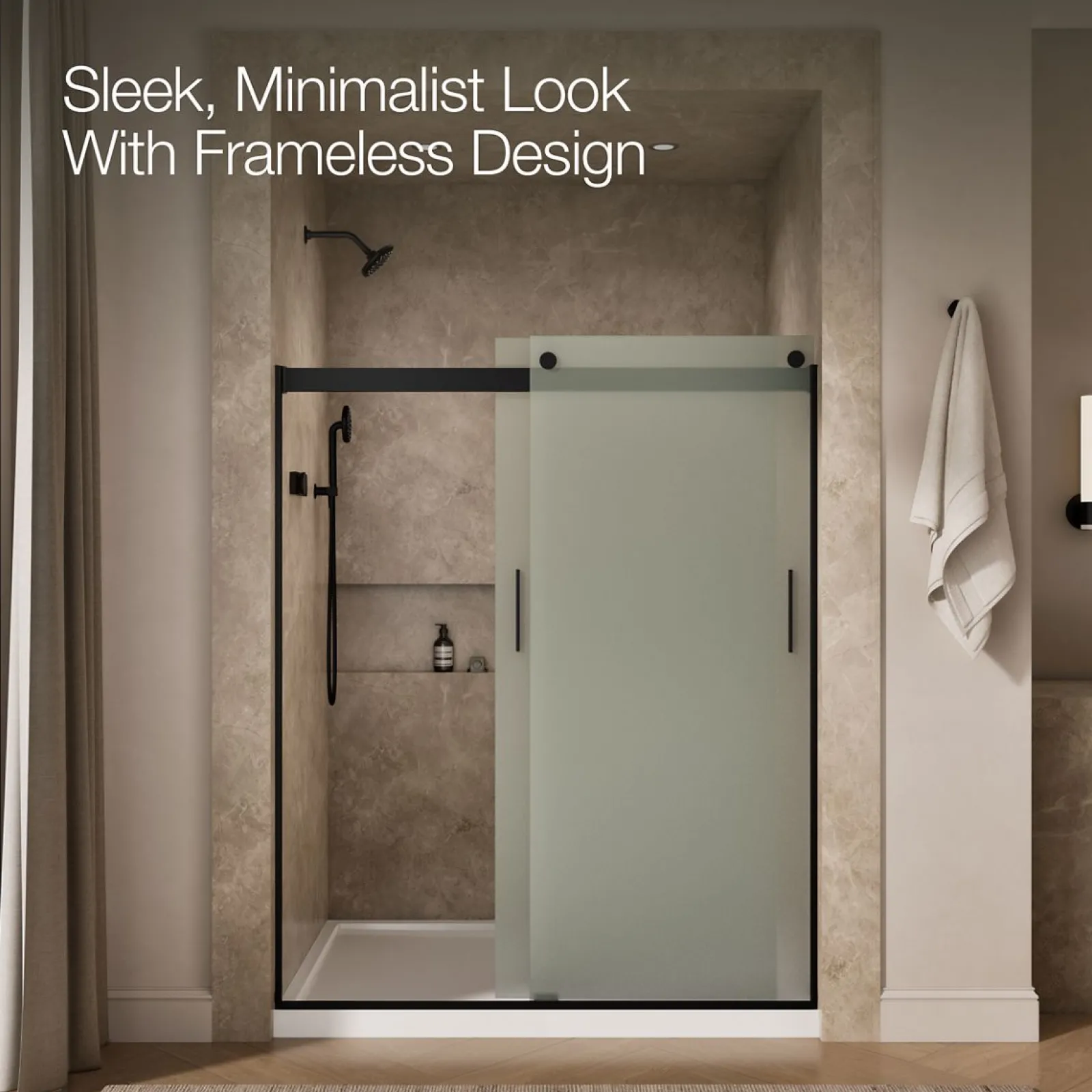 56-5/8"-59-5/8" W x 74" H bypass shower door with 1/4"-thick Frosted glass^Kohler Sale