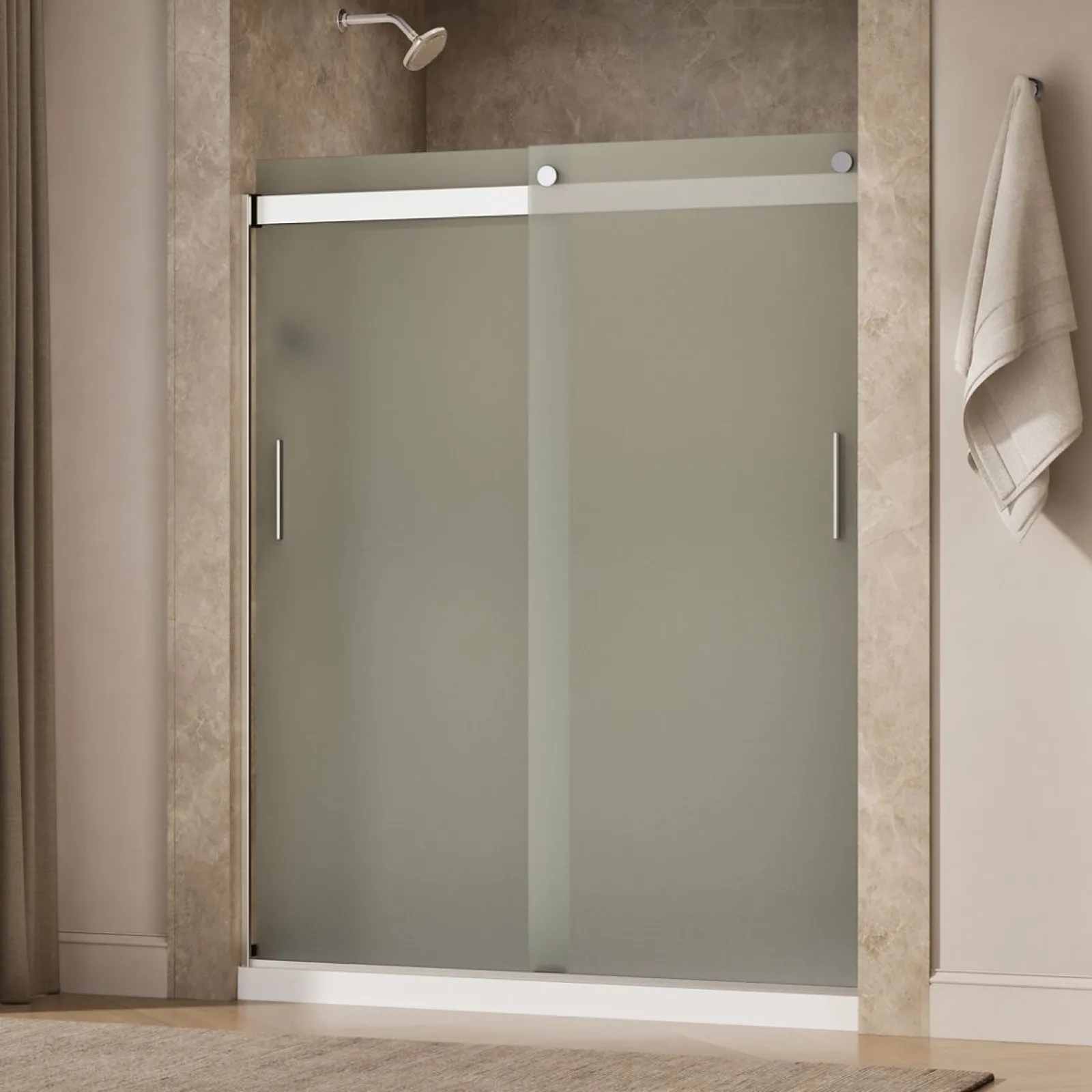 56-5/8"-59-5/8" W x 74" H bypass shower door with 1/4"-thick Frosted glass^Kohler Sale