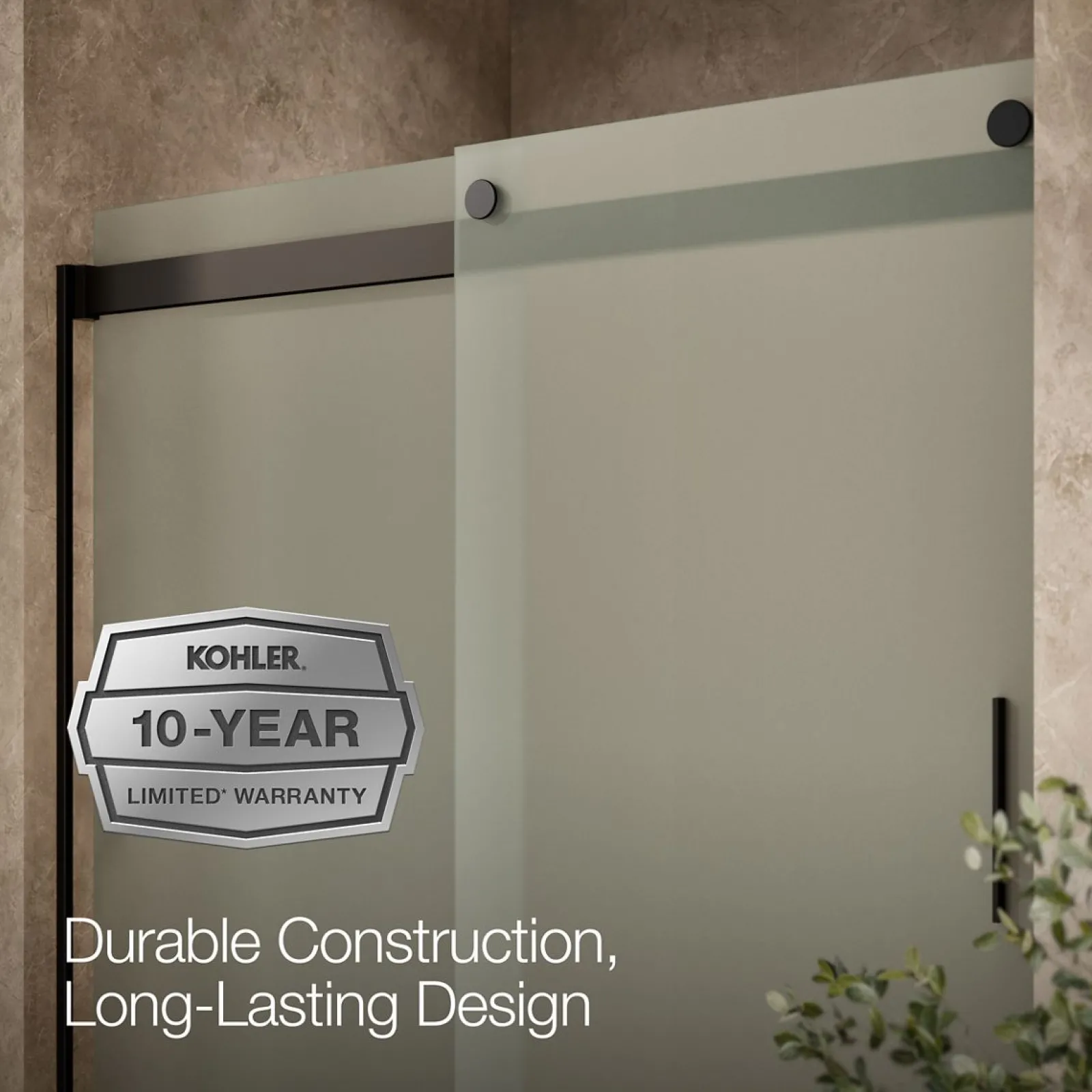 56-5/8"-59-5/8" W x 74" H bypass shower door with 1/4"-thick Frosted glass^Kohler Sale