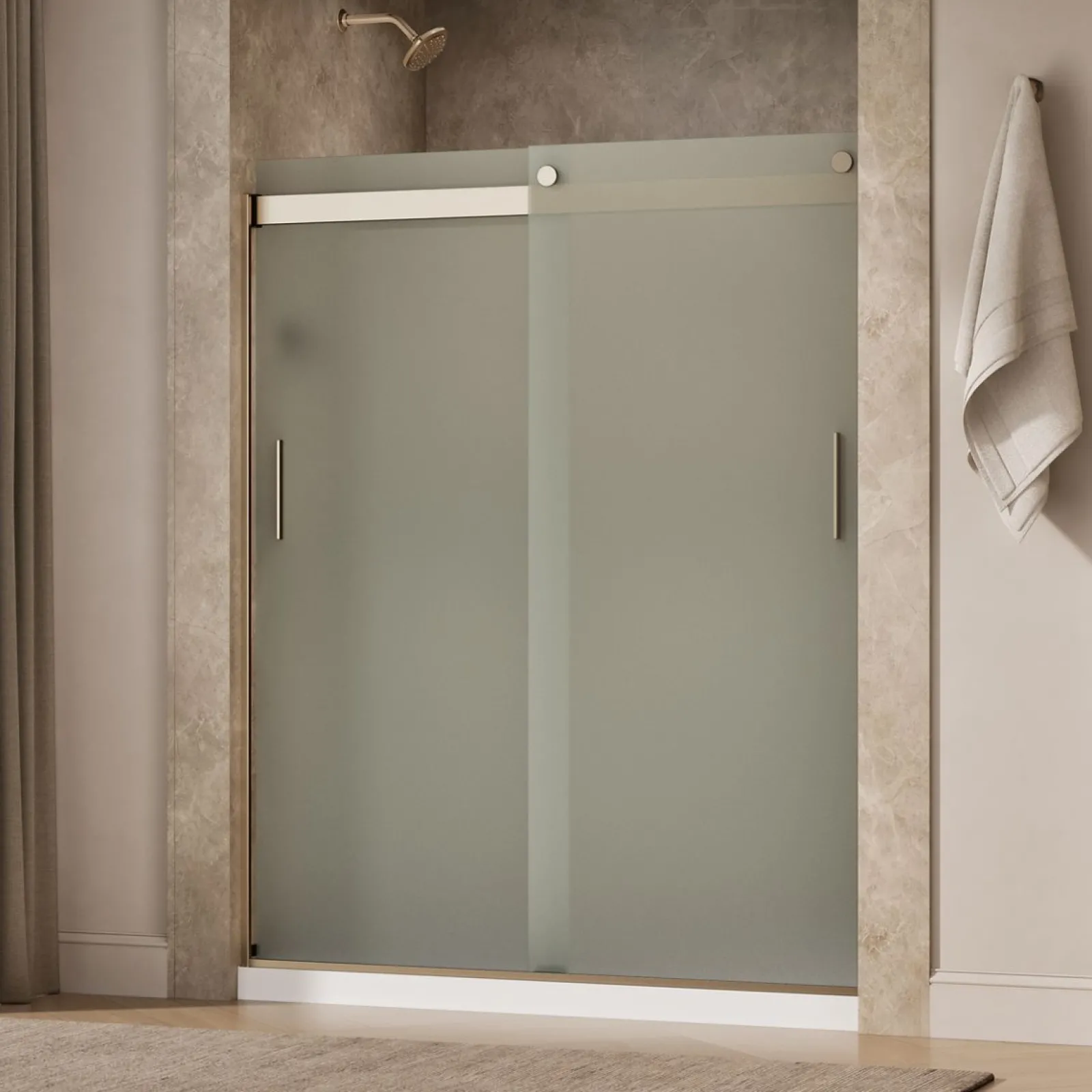 56-5/8"-59-5/8" W x 74" H bypass shower door with 1/4"-thick Frosted glass^Kohler Sale