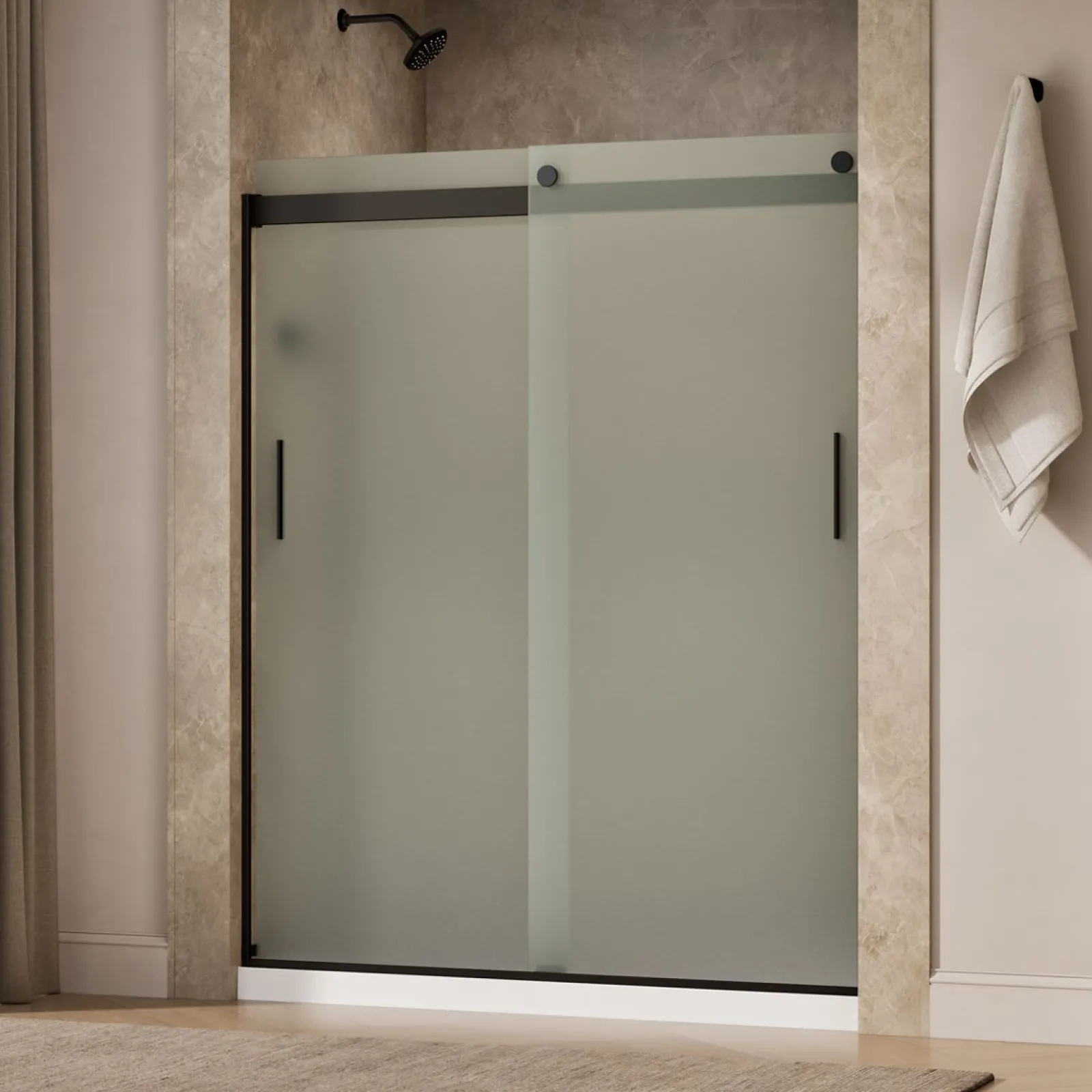 56-5/8"-59-5/8" W x 74" H bypass shower door with 1/4"-thick Frosted glass^Kohler Sale