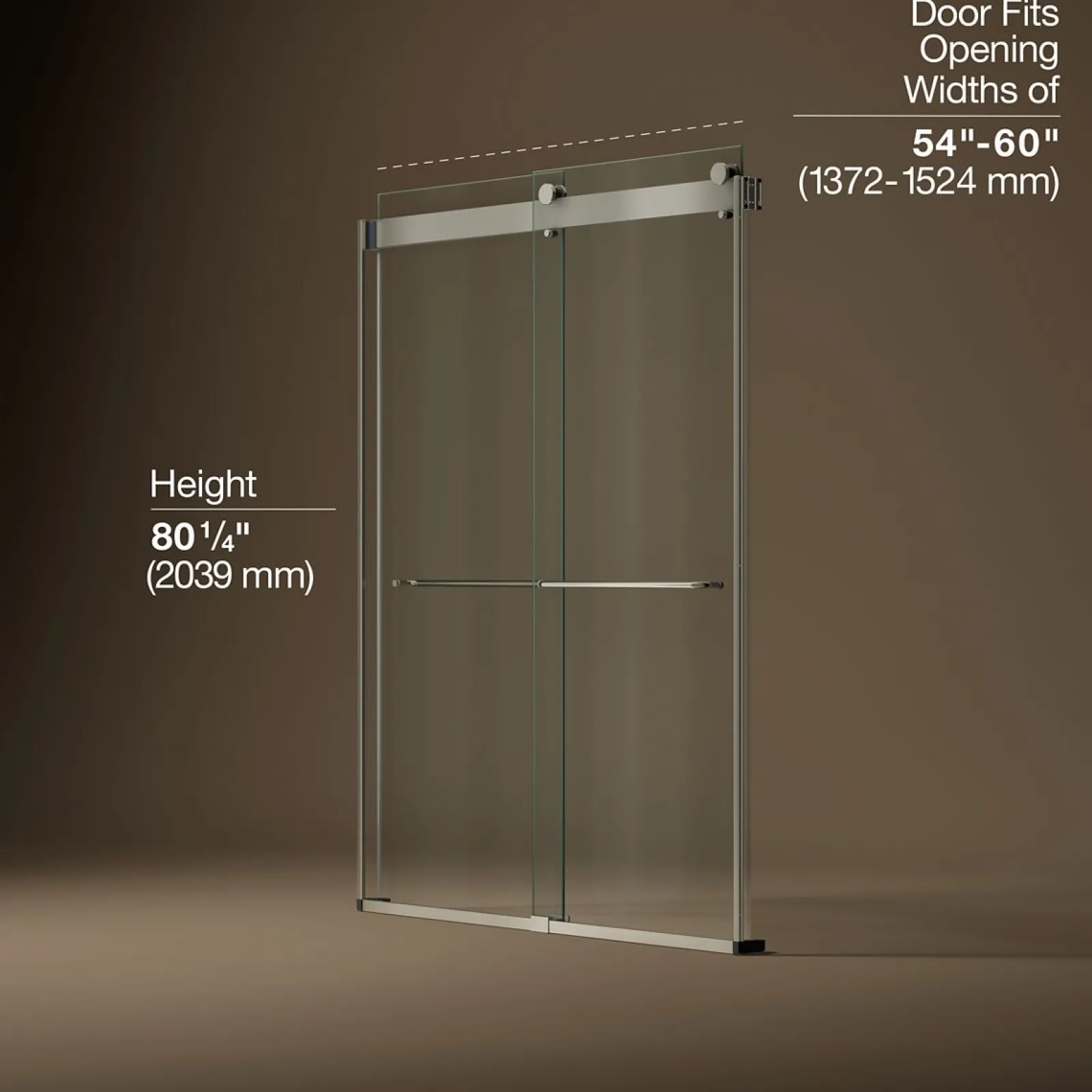 54"-60" W x 80-1/4" H bypass shower door with 3/8"-thick Crystal Clear glass^Kohler Outlet