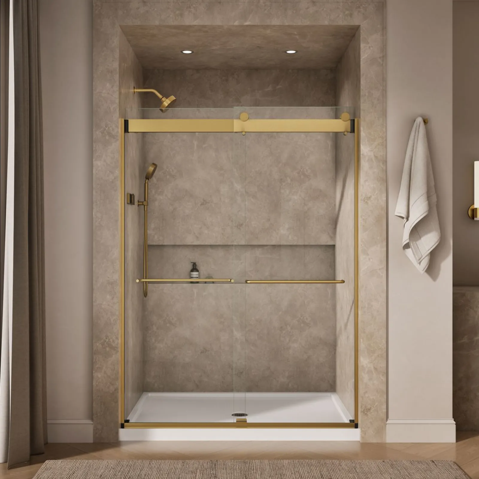 54"-60" W x 80-1/4" H bypass shower door with 3/8"-thick Crystal Clear glass^Kohler Outlet