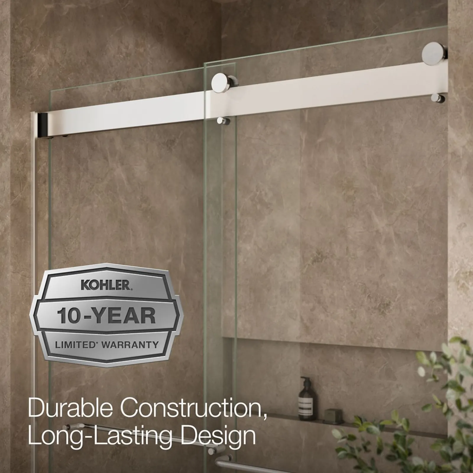 54"-60" W x 80-1/4" H bypass shower door with 3/8"-thick Crystal Clear glass^Kohler Outlet