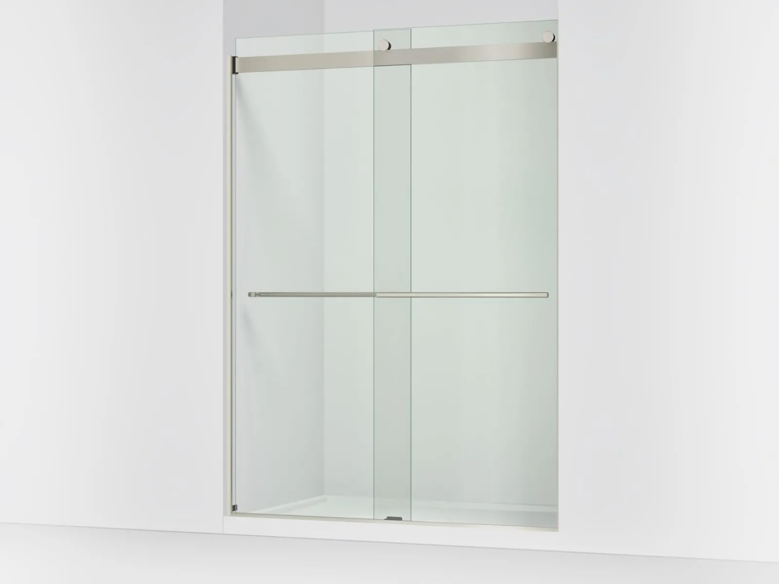 56-5/8"-59-5/8" W x 81.61" H bypass shower door with 3/8"-thick Crystal Clear glass^Kohler Sale