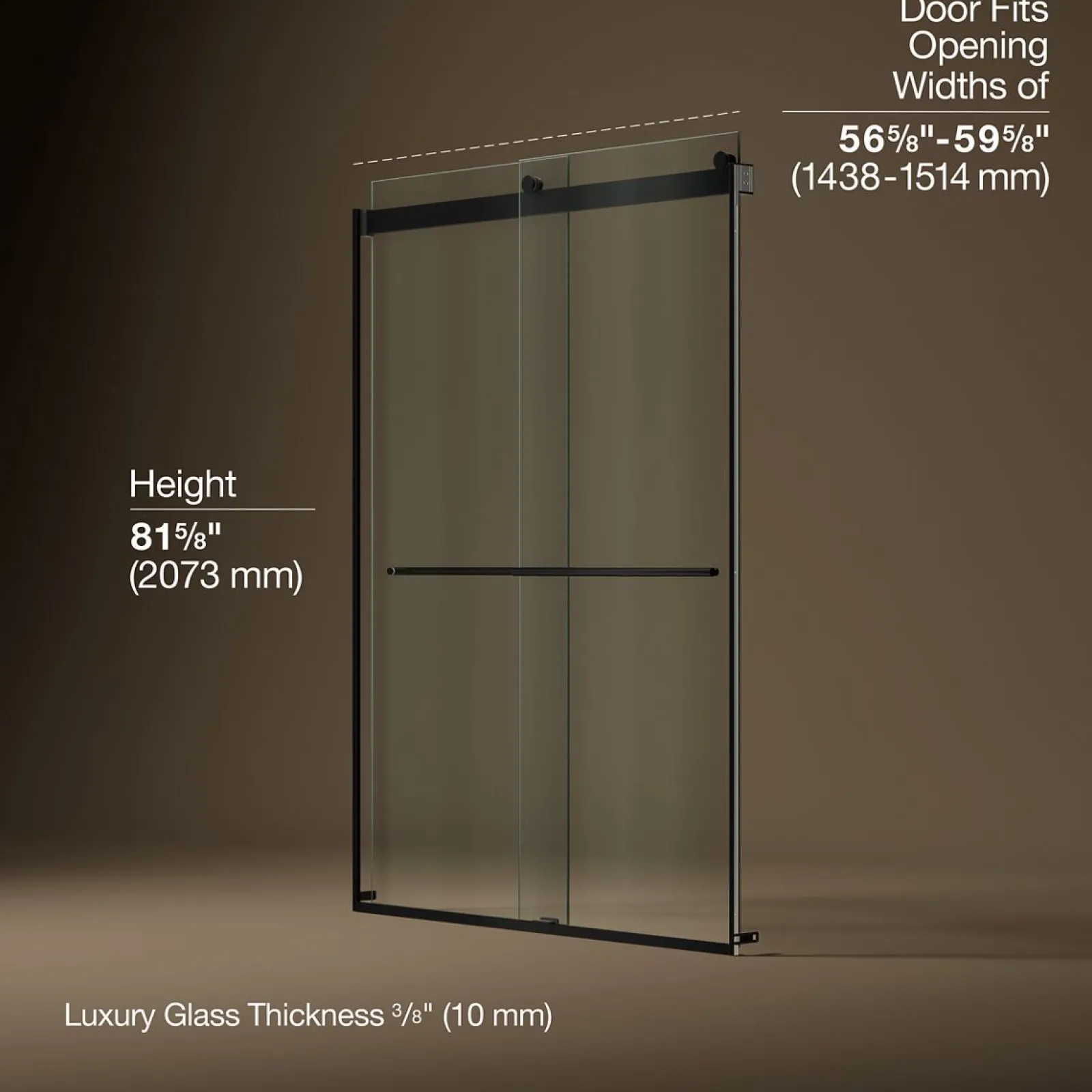 56-5/8"-59-5/8" W x 81.61" H bypass shower door with 3/8"-thick Crystal Clear glass^Kohler Sale