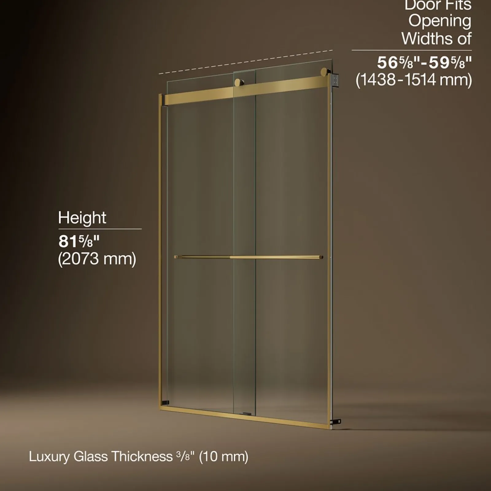 56-5/8"-59-5/8" W x 81.61" H bypass shower door with 3/8"-thick Crystal Clear glass^Kohler Sale