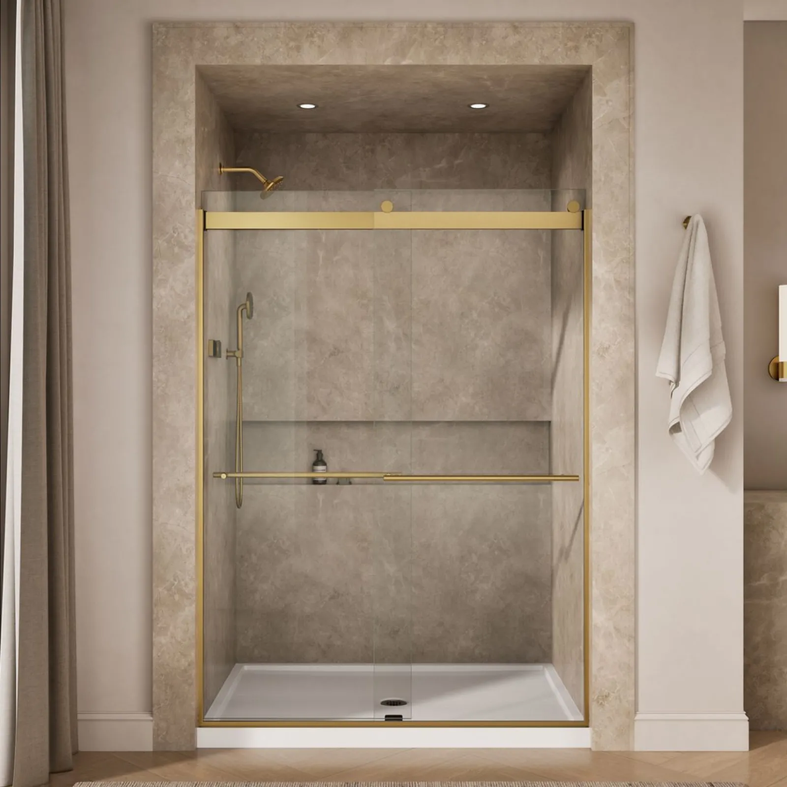 56-5/8"-59-5/8" W x 81.61" H bypass shower door with 3/8"-thick Crystal Clear glass^Kohler Sale