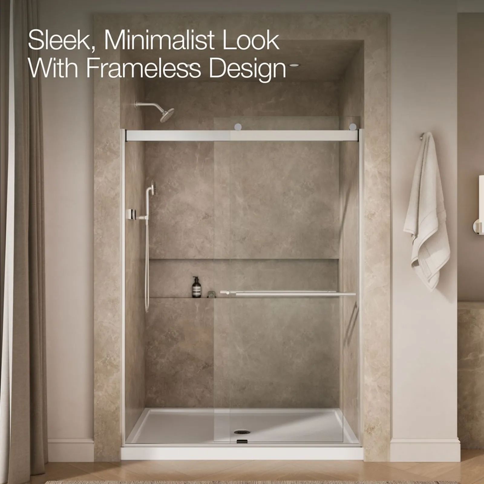 56-5/8"-59-5/8" W x 81.61" H bypass shower door with 3/8"-thick Crystal Clear glass^Kohler Sale