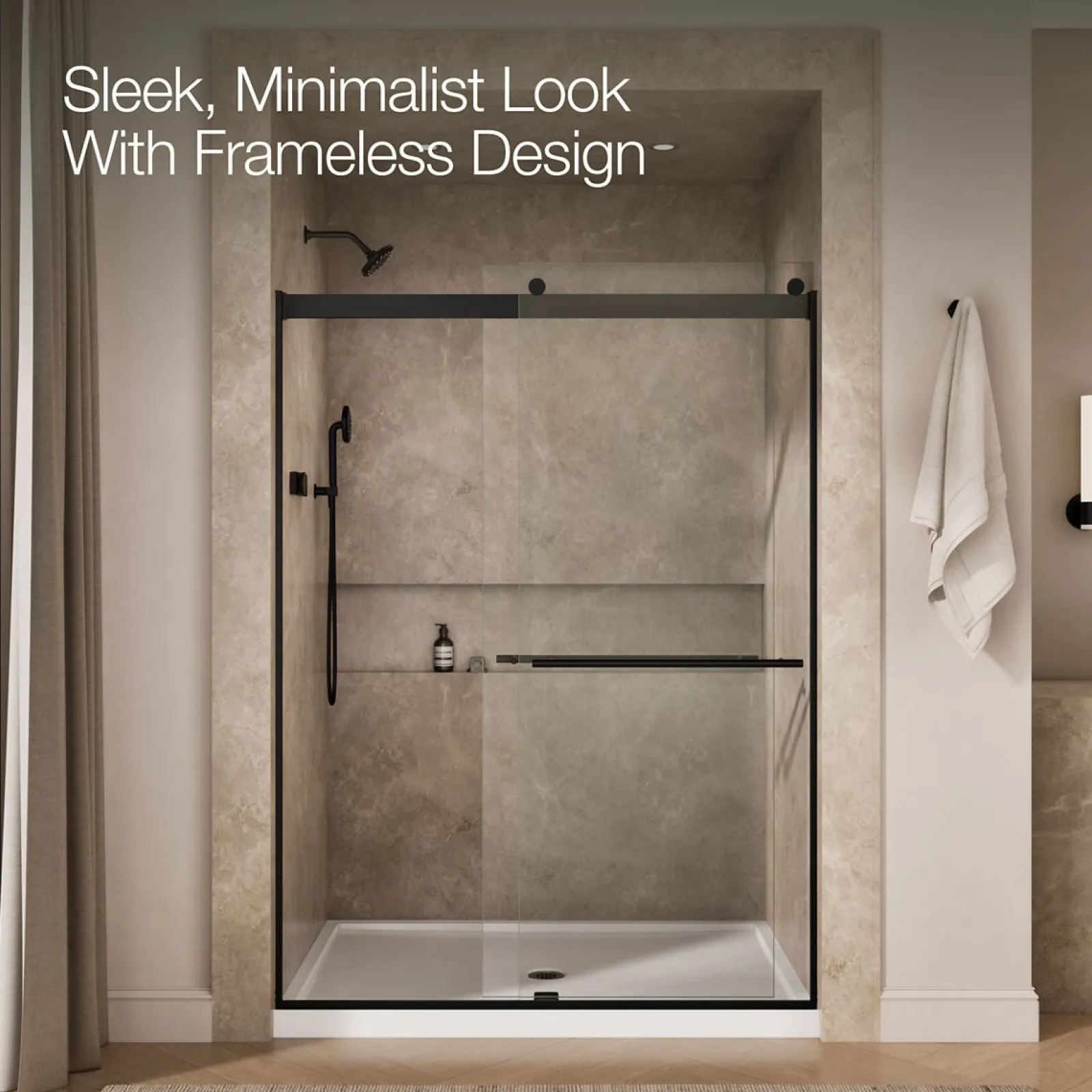 56-5/8"-59-5/8" W x 81.61" H bypass shower door with 3/8"-thick Crystal Clear glass^Kohler Sale