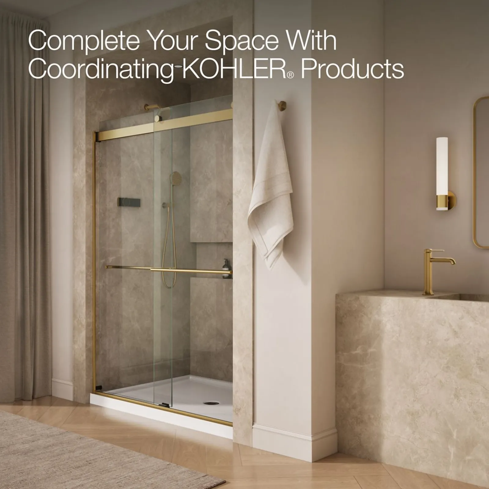 56-5/8"-59-5/8" W x 81.61" H bypass shower door with 3/8"-thick Crystal Clear glass^Kohler Sale