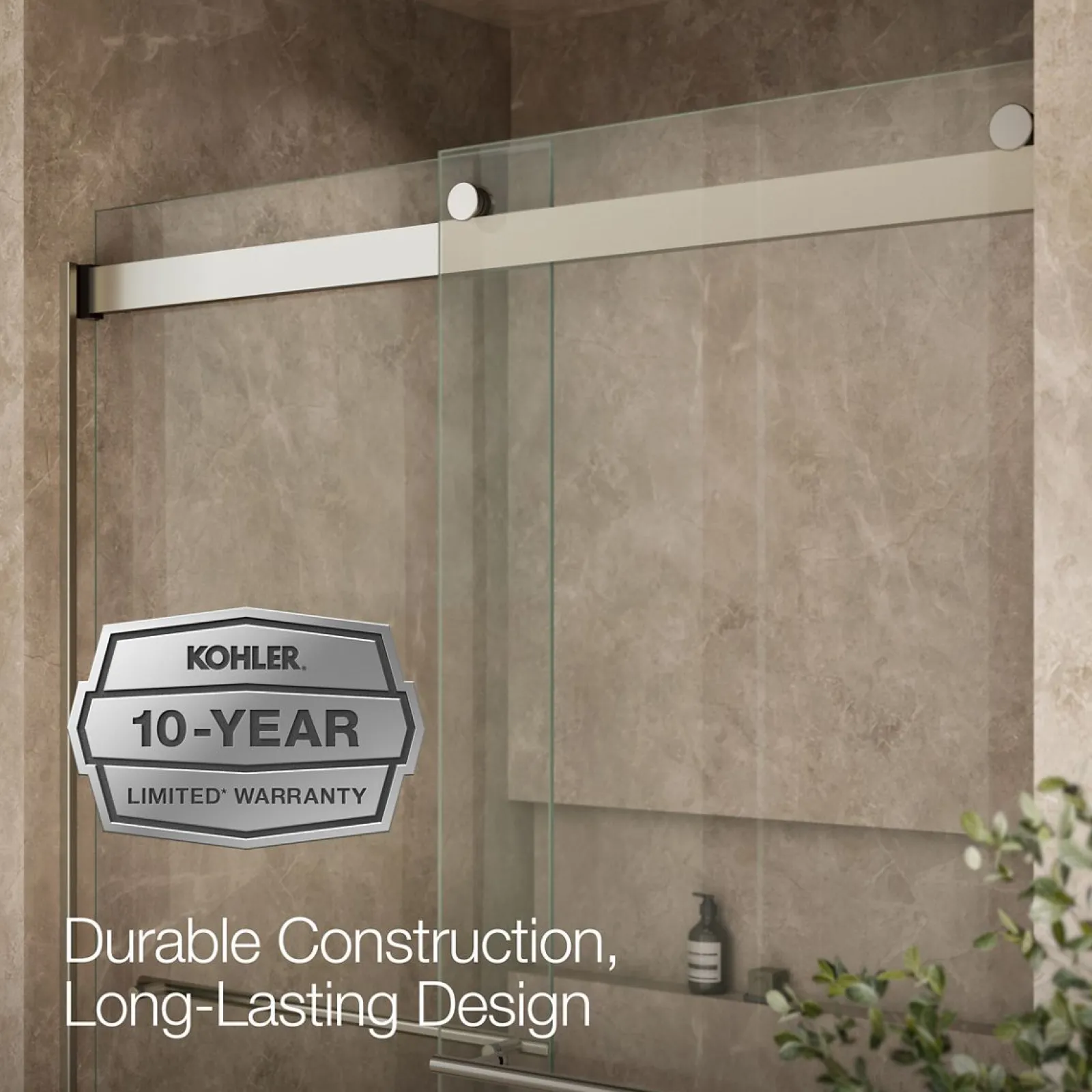 56-5/8"-59-5/8" W x 81.61" H bypass shower door with 3/8"-thick Crystal Clear glass^Kohler Sale