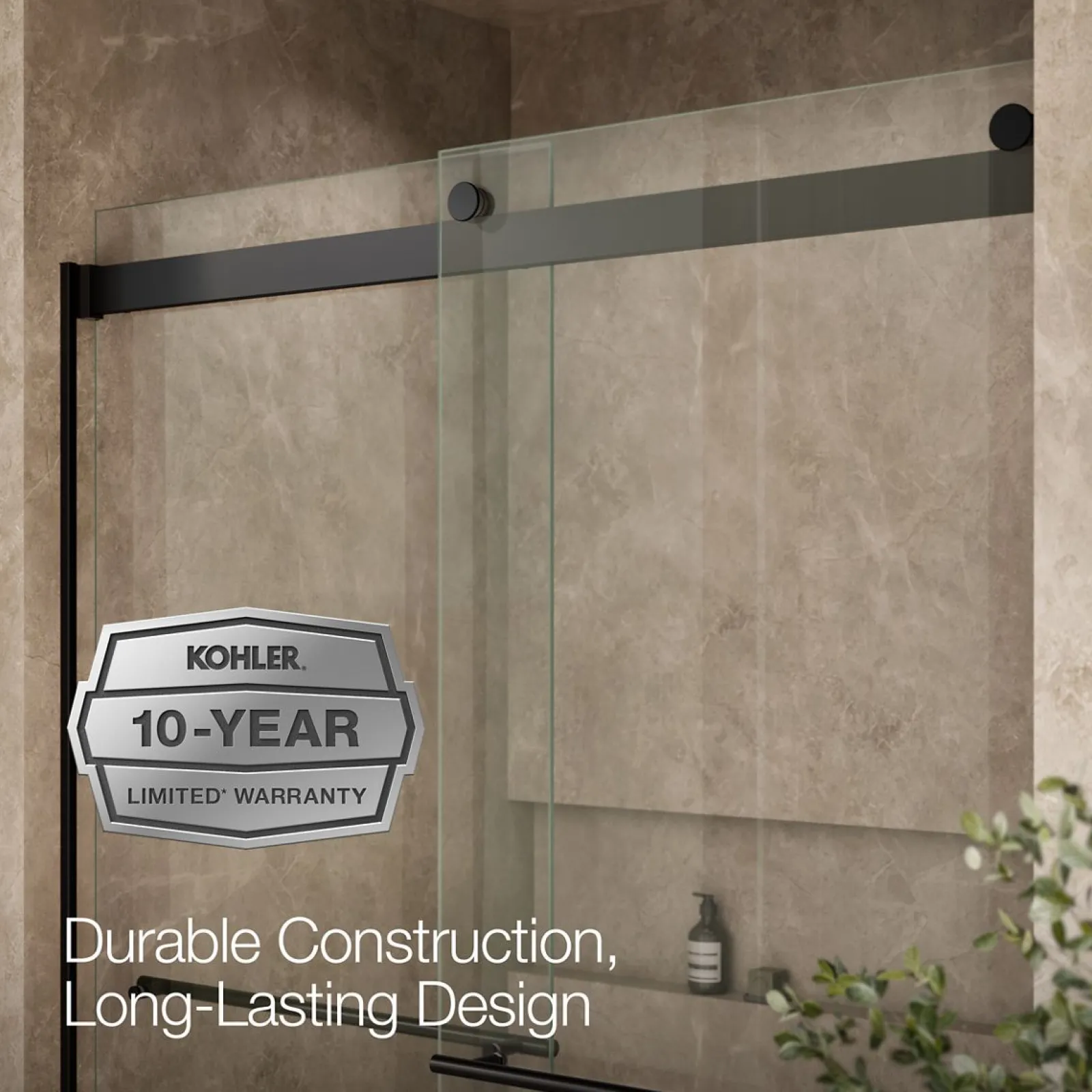 56-5/8"-59-5/8" W x 81.61" H bypass shower door with 3/8"-thick Crystal Clear glass^Kohler Sale