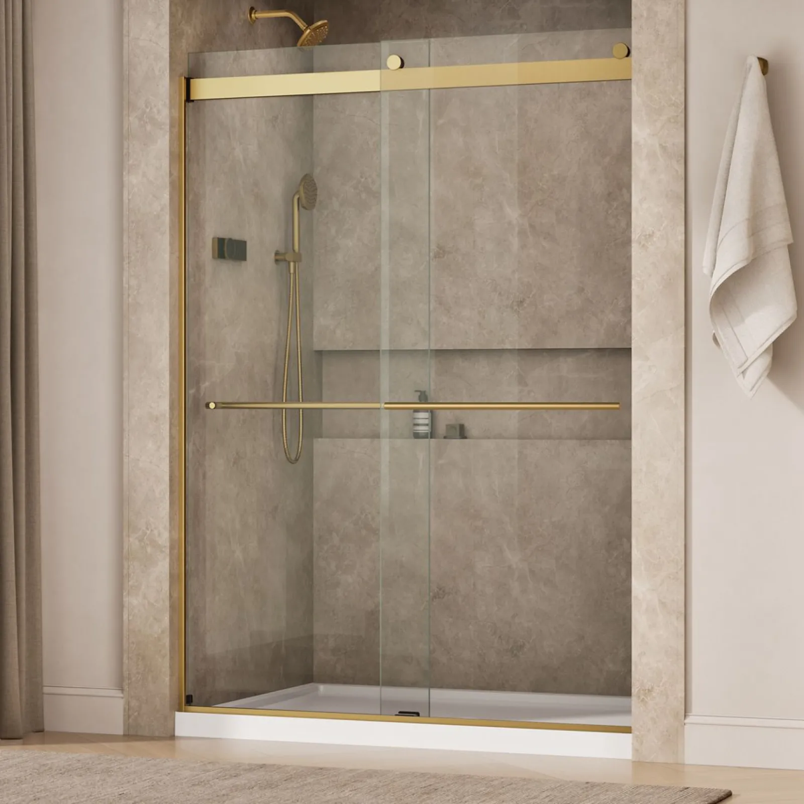 56-5/8"-59-5/8" W x 81.61" H bypass shower door with 3/8"-thick Crystal Clear glass^Kohler Sale